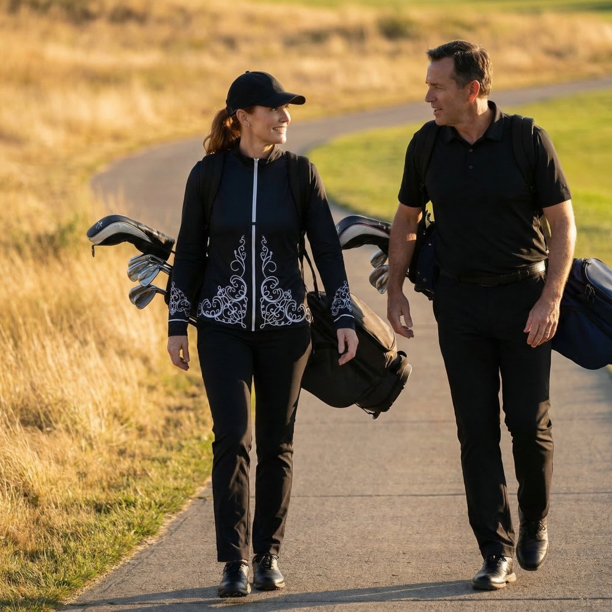 Black Tie Long Sleeve Polo by Putter Girl