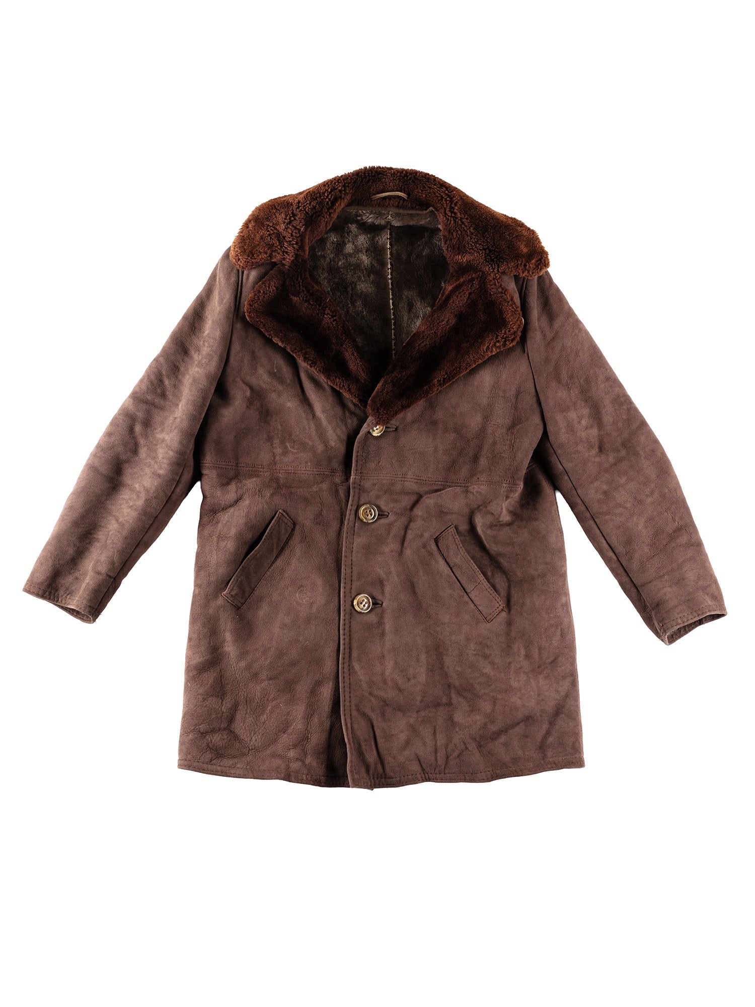 Vintage 70's Men Sheepskin Coat in Brown by Northern Grip