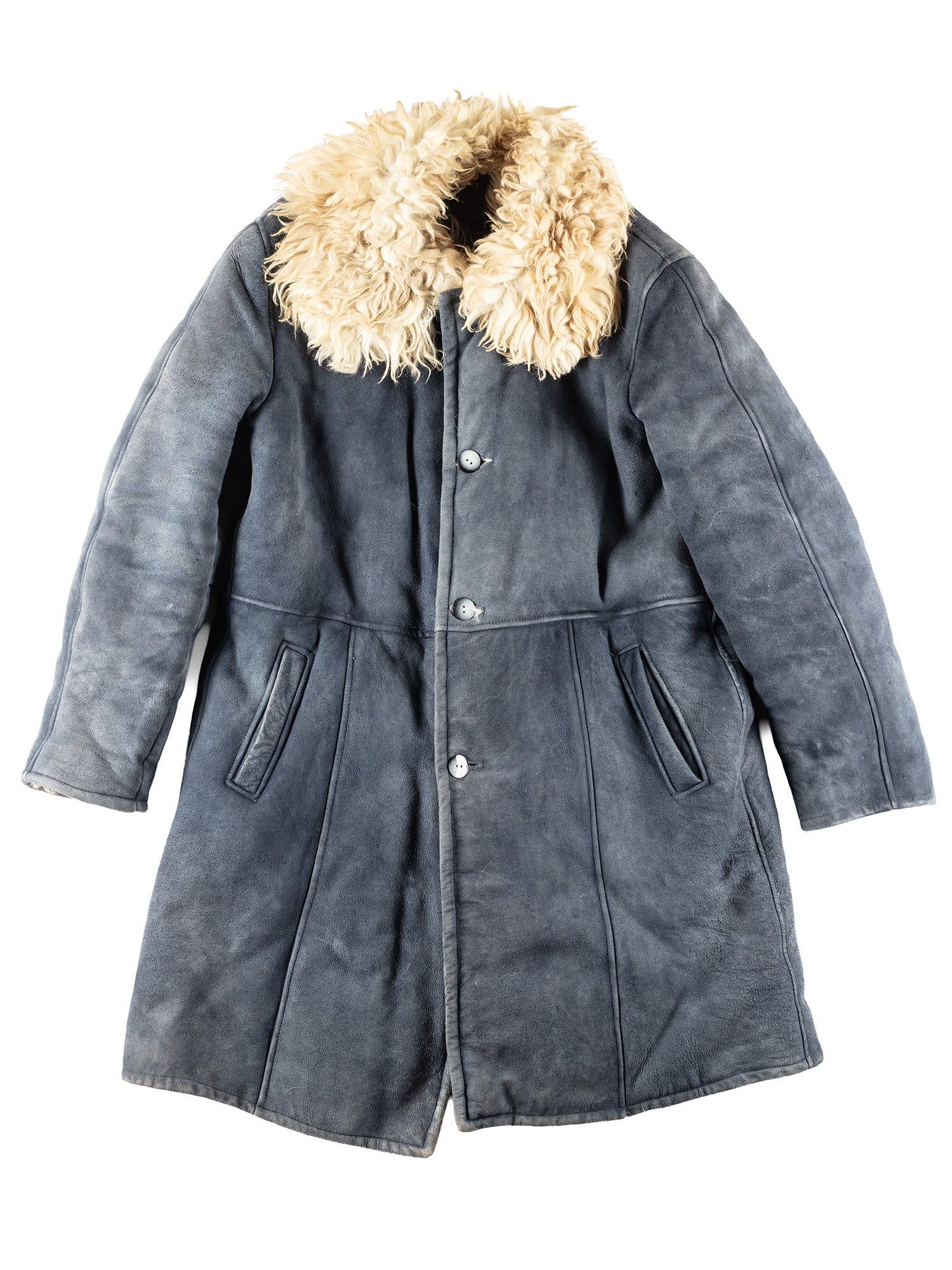 Vintage 70's Men Sheepskin Coat in Blue by Northern Grip