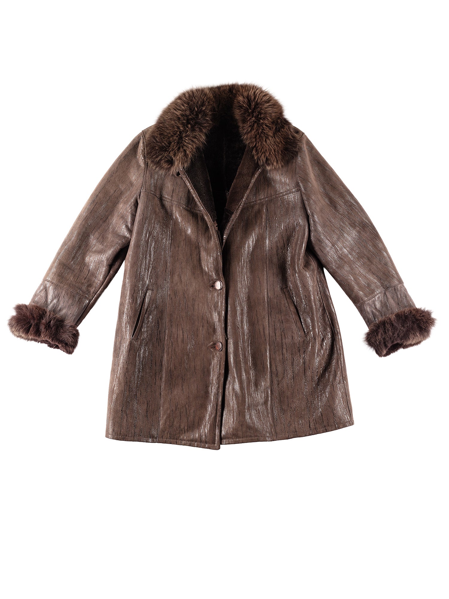 Vintage 80's Women Sheepskin Coat in Brown by Northern Grip