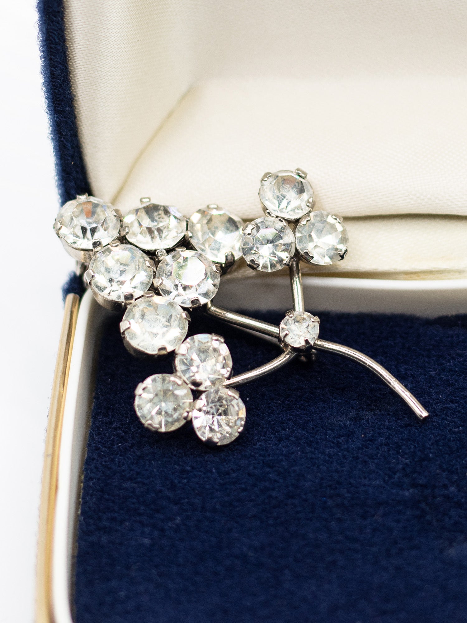 Vintage 50's Clear Rhinestone Floral Spray Brooch by Northern Grip