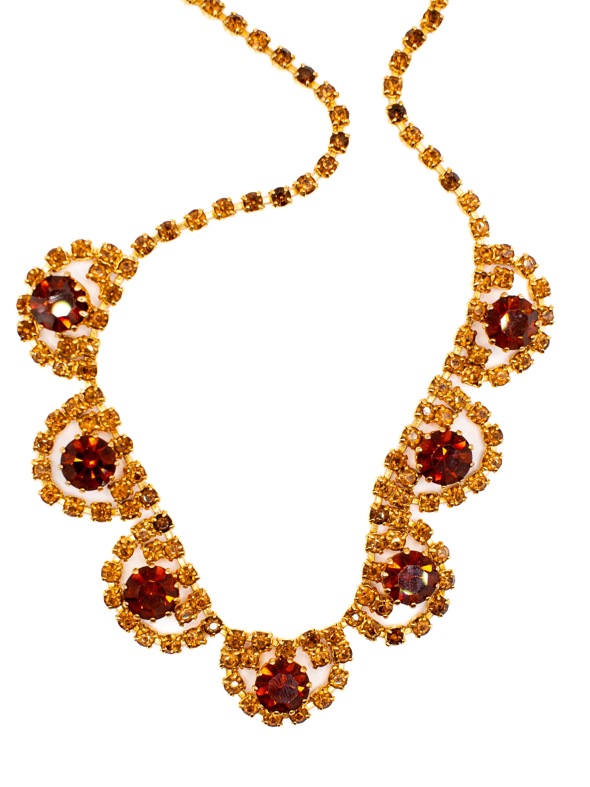 Vintage 50's Smoky Topaz Rhinestone Statement Necklace by Northern Grip