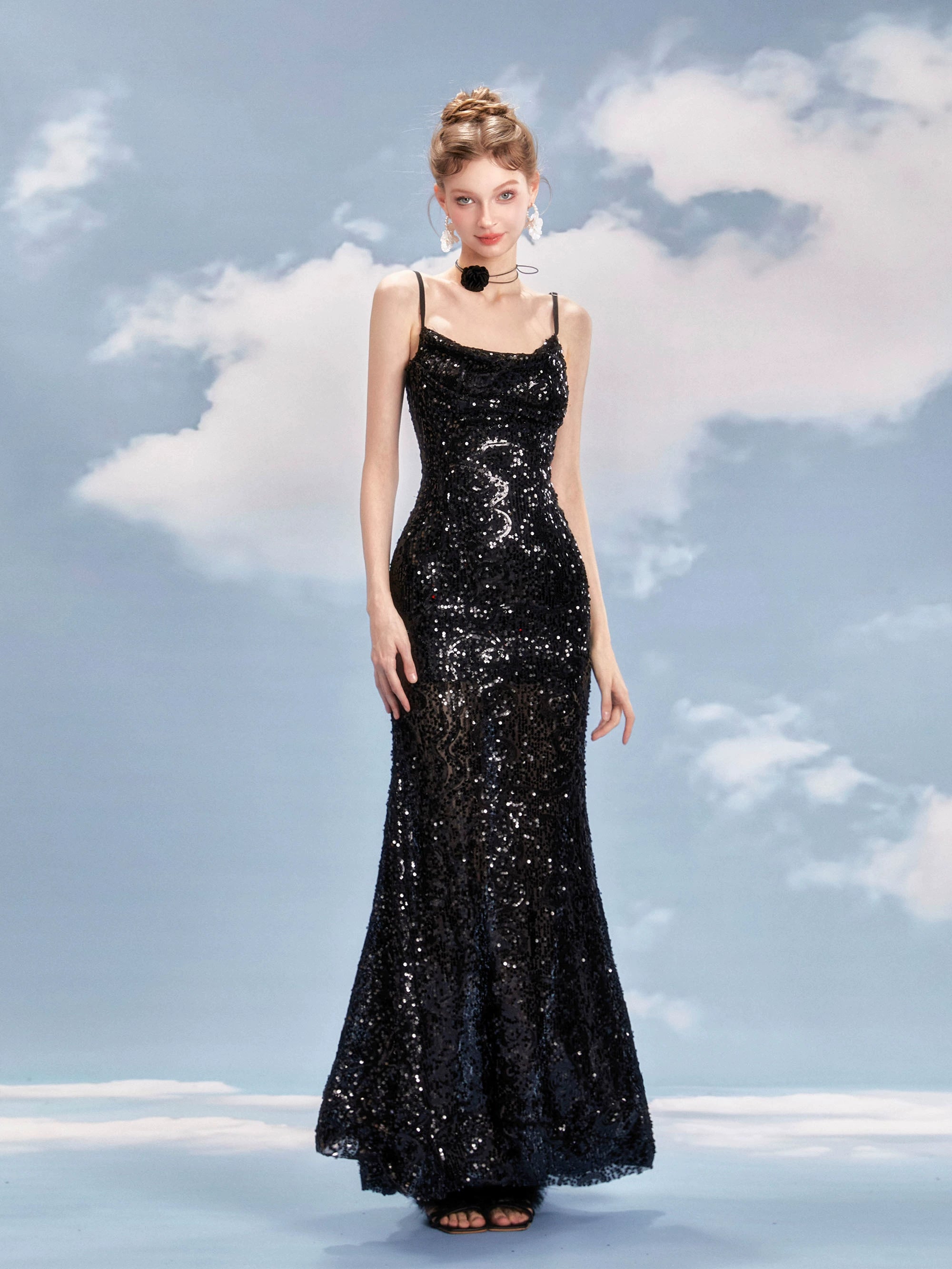 Affordable Girly Fashion - YZZI HE Glitter Fish-tail Dress for Elegant Girly Style by Land Decora