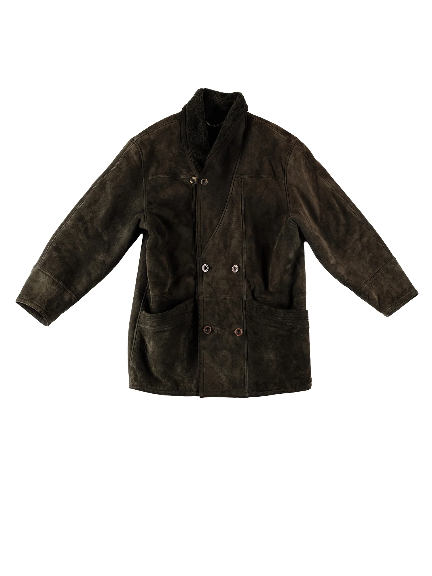 Vintage 80's Men Sheepskin Coat in Green by Northern Grip