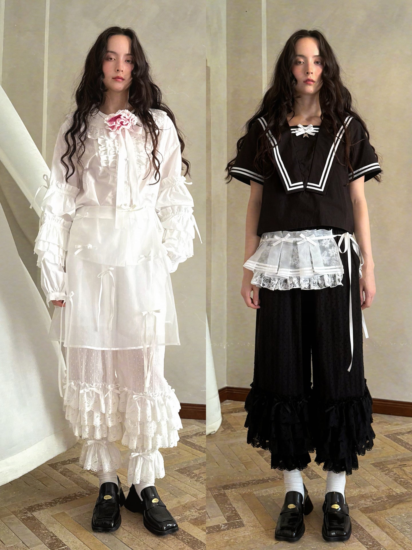 Kawaii Layered Lace Bow Bubble Pants - Cute Cotton Style - Daytoday by Land Decora