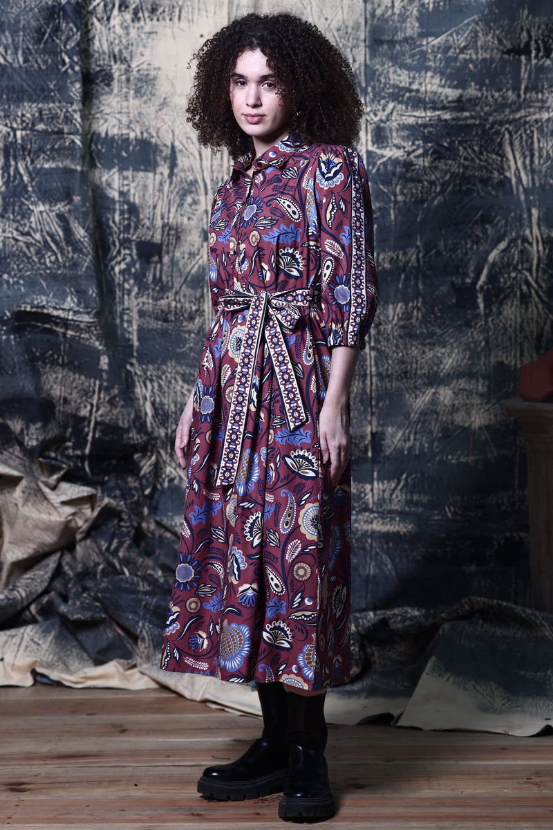 BROWN FLORALS REMI DRESS by Maude Vivante
