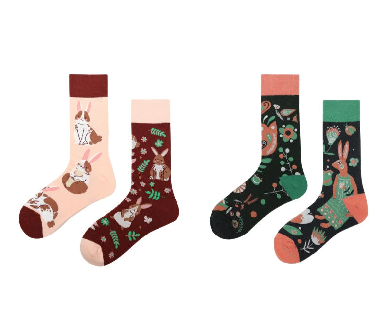 Decora Kei Mismatched Socks Lovely Rabbit by Land Decora