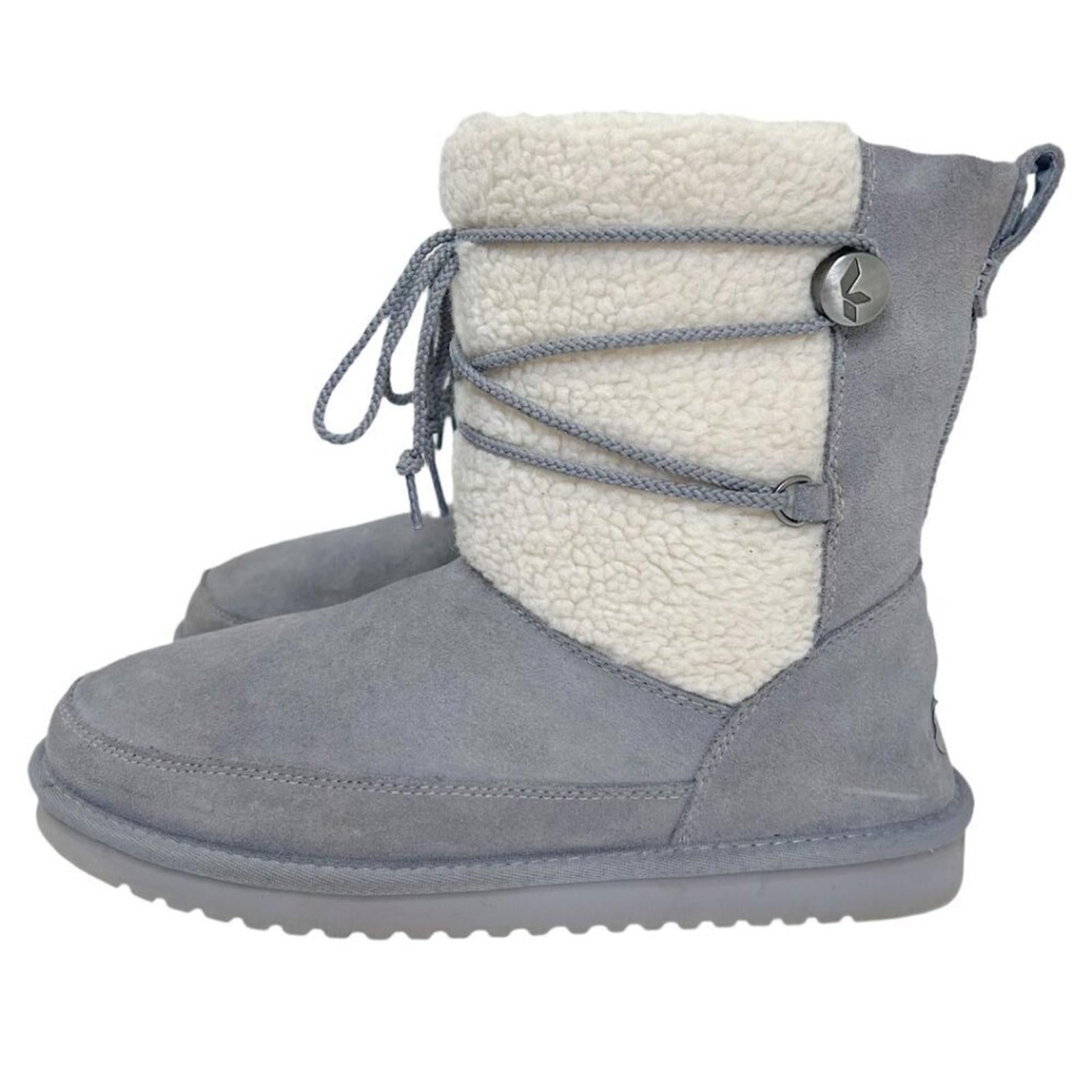 Koolaburra by UGG Michon Short For Women Grey Fuzzy Sheepskin Boots Si by Hot Girl Secondhand