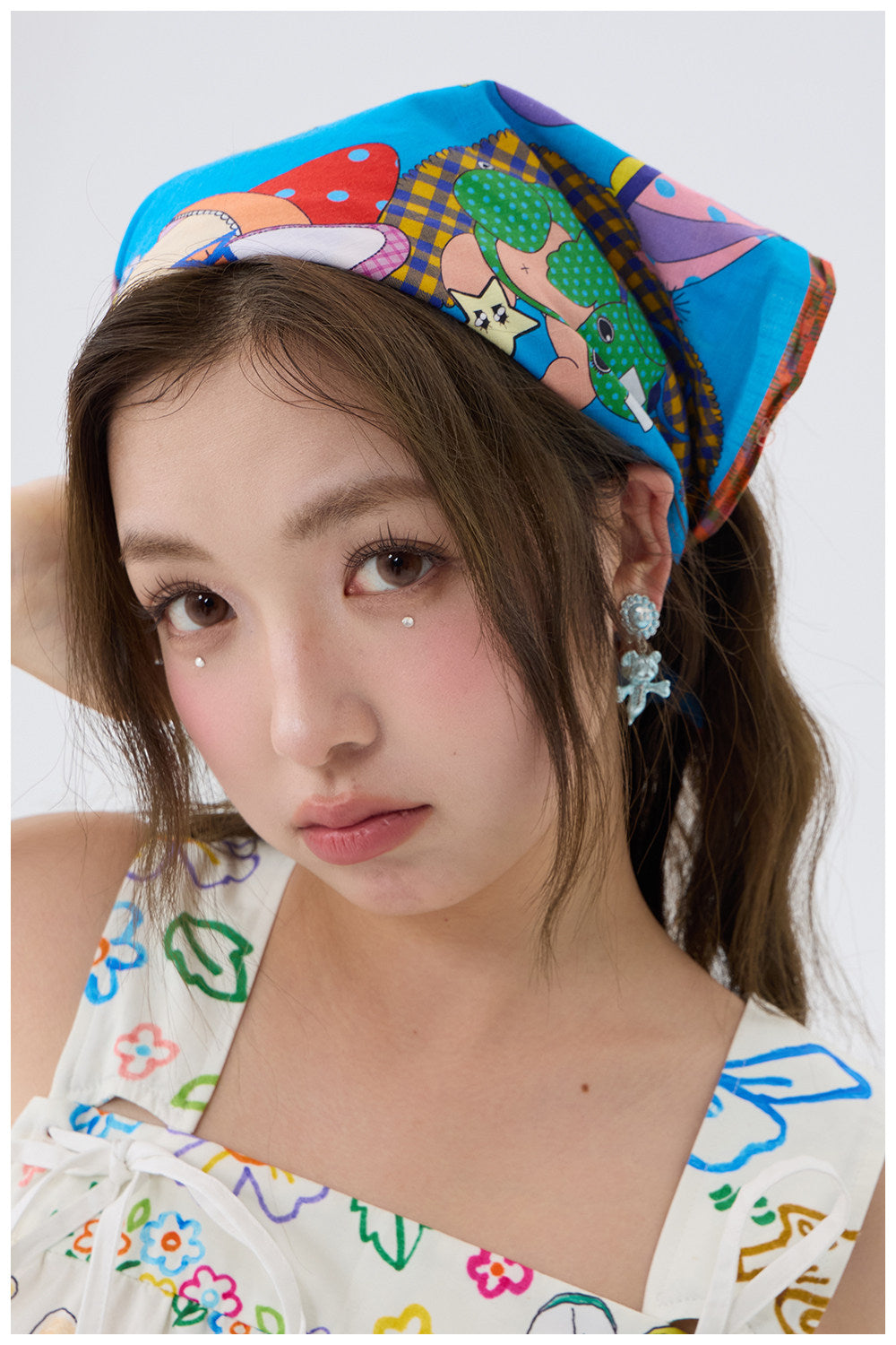 Blue Cartoon Cotton Scarf - tntntutu by Land Decora