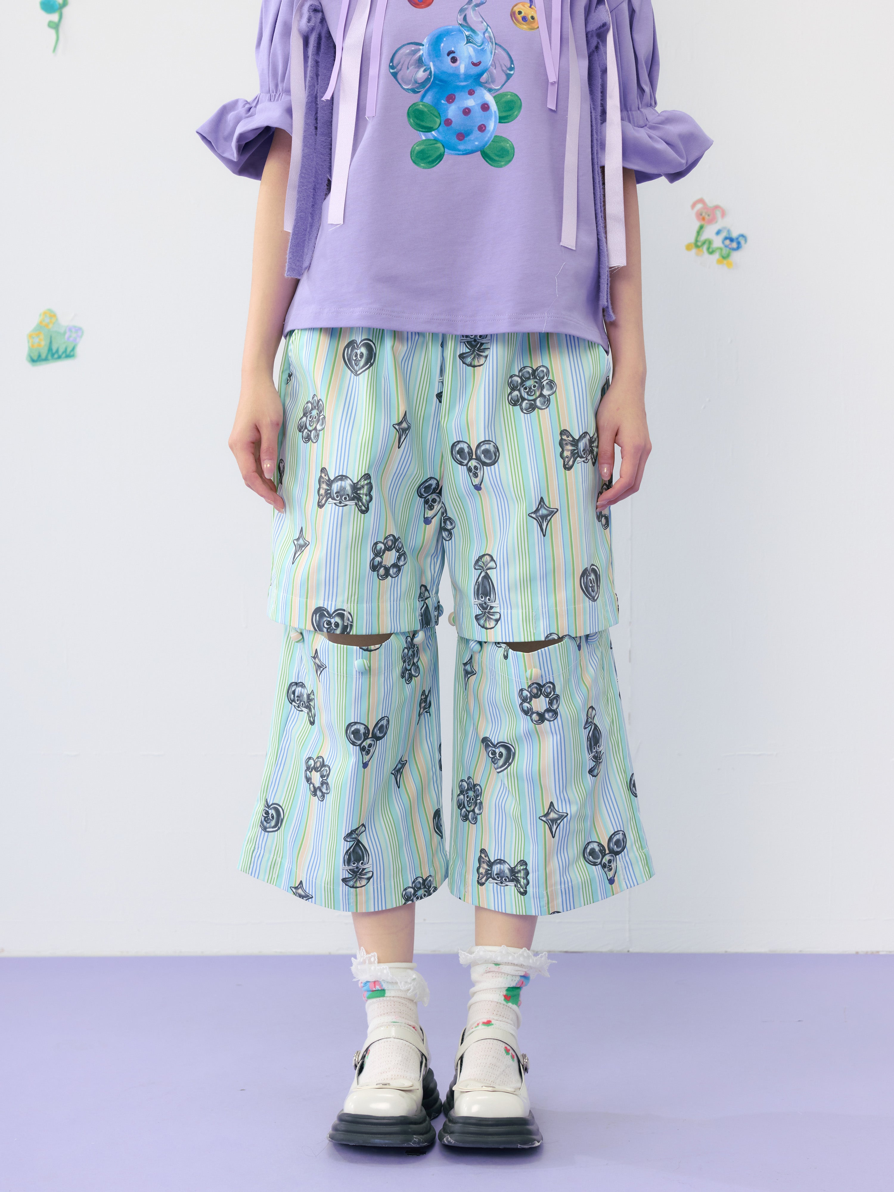 Harajuku Pants Green Multi-Layer Wide-Leg Pants – HELPHELP by Land Decora