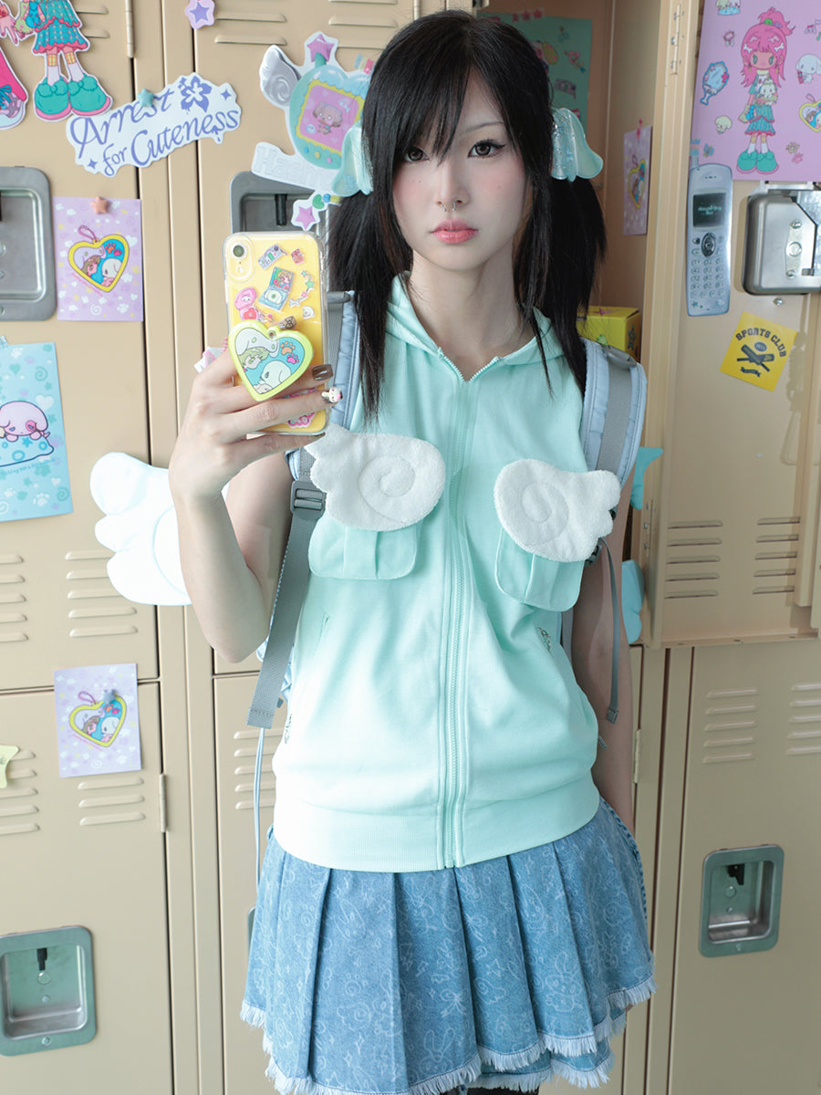 Y2K Bunny Hoodie Pastel Blue Ears Oversized - Hashtag DDD by Land Decora