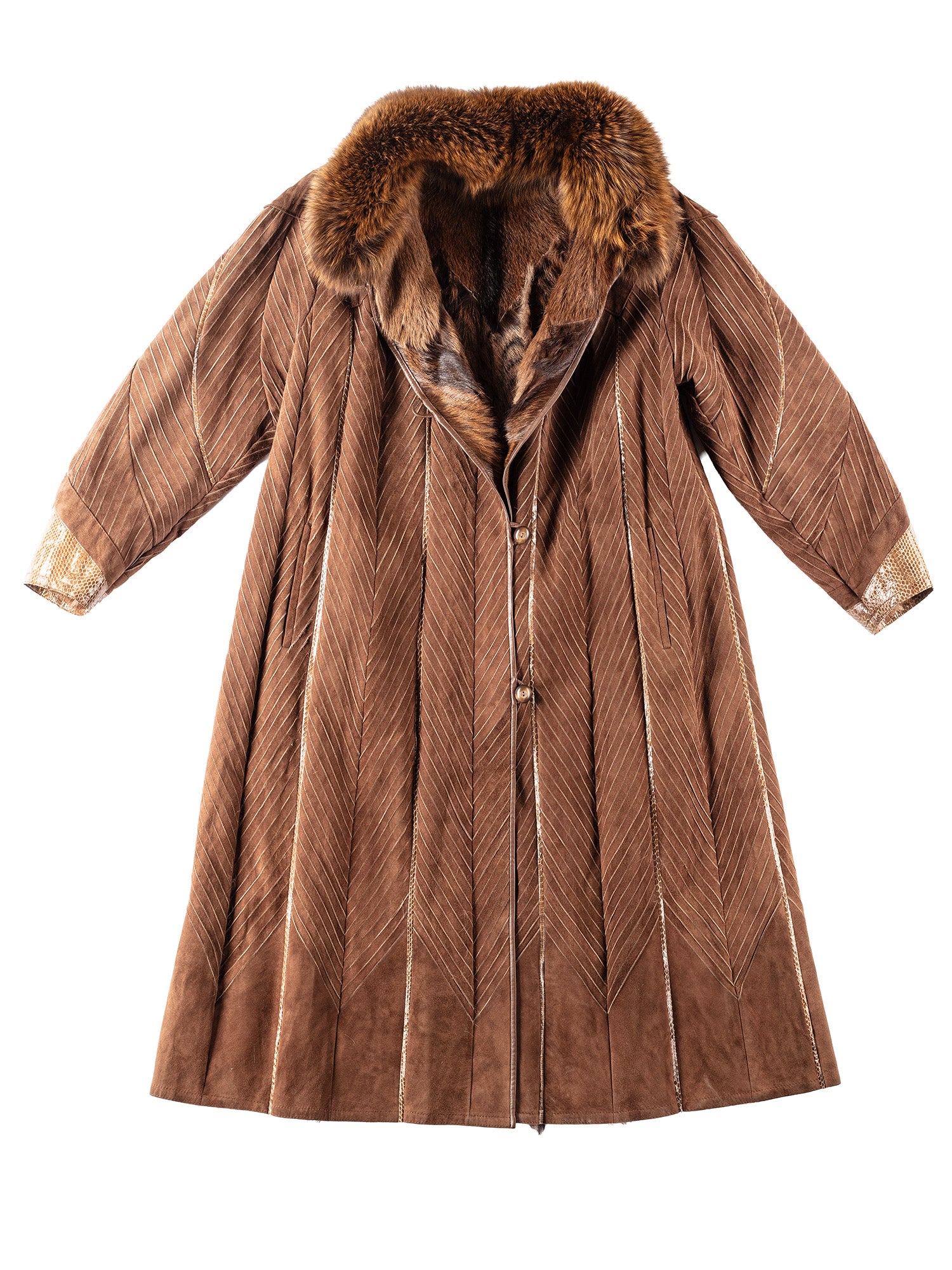 Vintage 70's Women Real Fur Penny Lane Coat in Brown by Northern Grip
