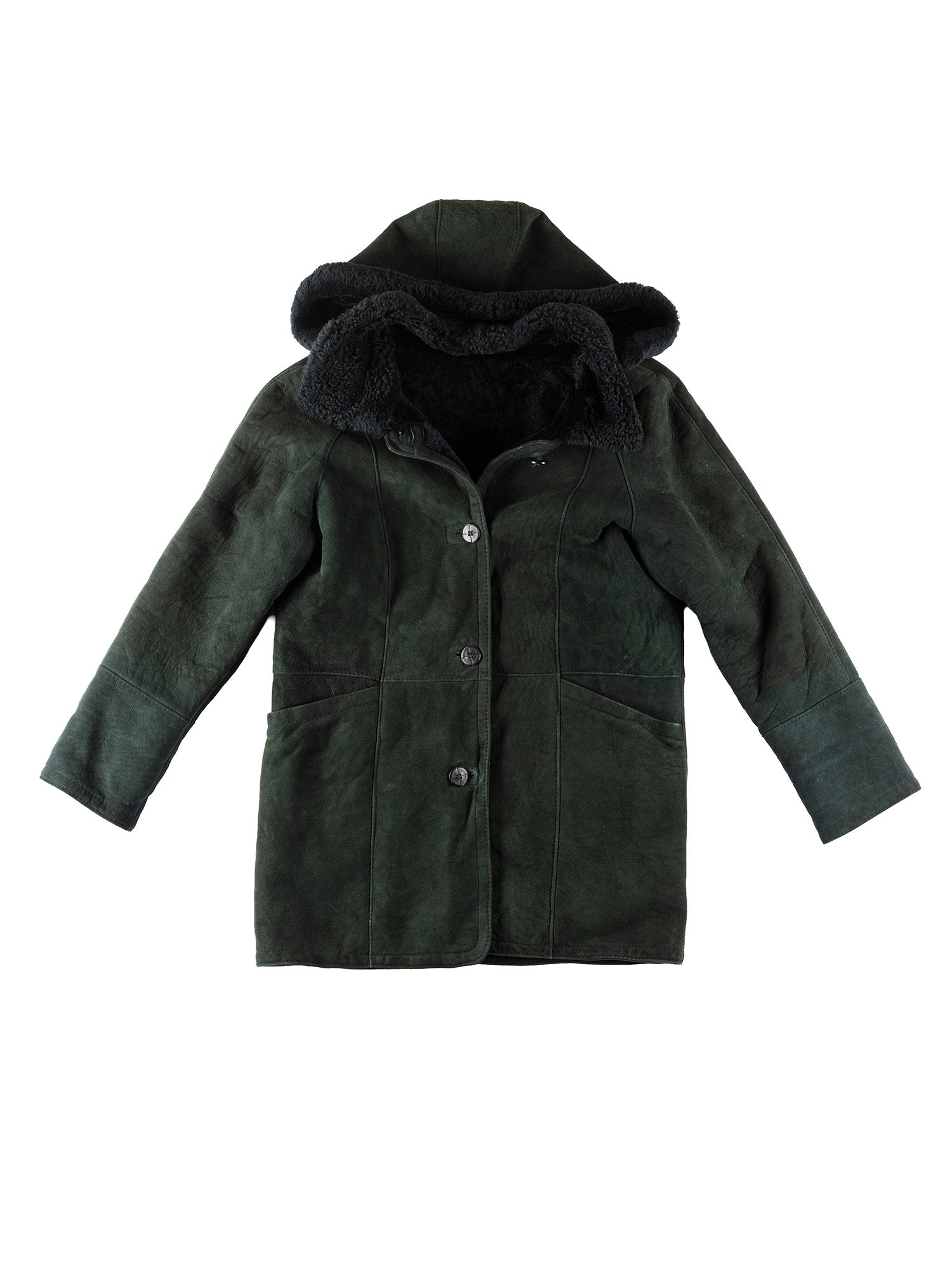 Vintage 90's Men Sheepskin Coat in Green by Northern Grip