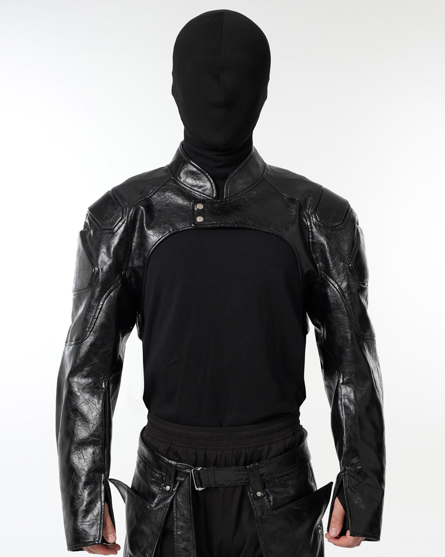 Dark Hiphop Stand Collar Pu Jacket by OFFCULTURE