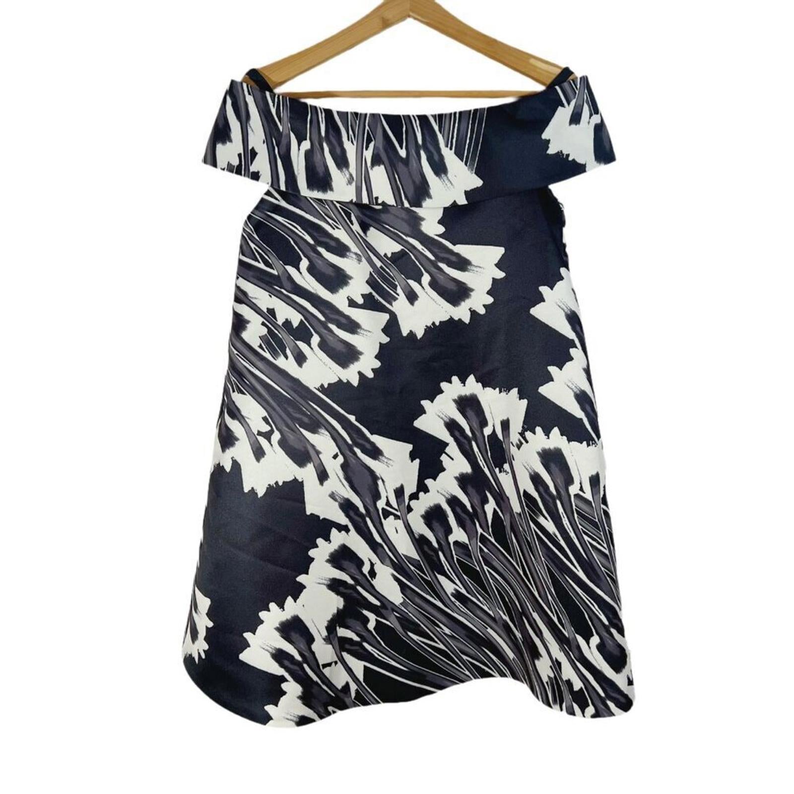 NWT Halston Heritage Crocus Print Off Shoulder Dress in Black Croc Siz by Hot Girl Secondhand