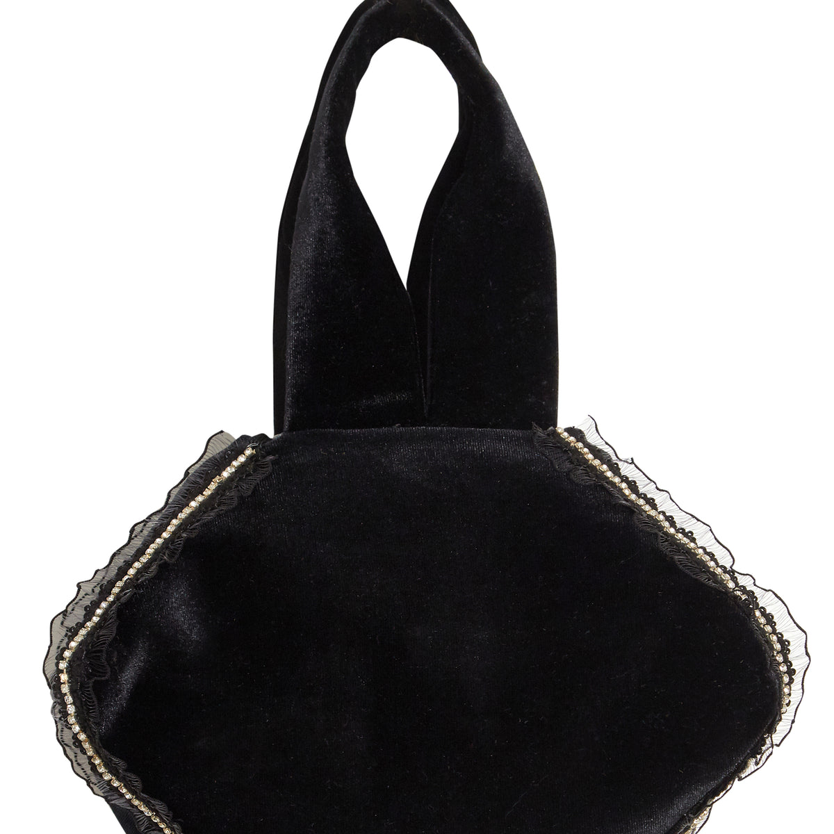 Diamond-Trimmed Lace Velvet Pouch Bag by Sarvin