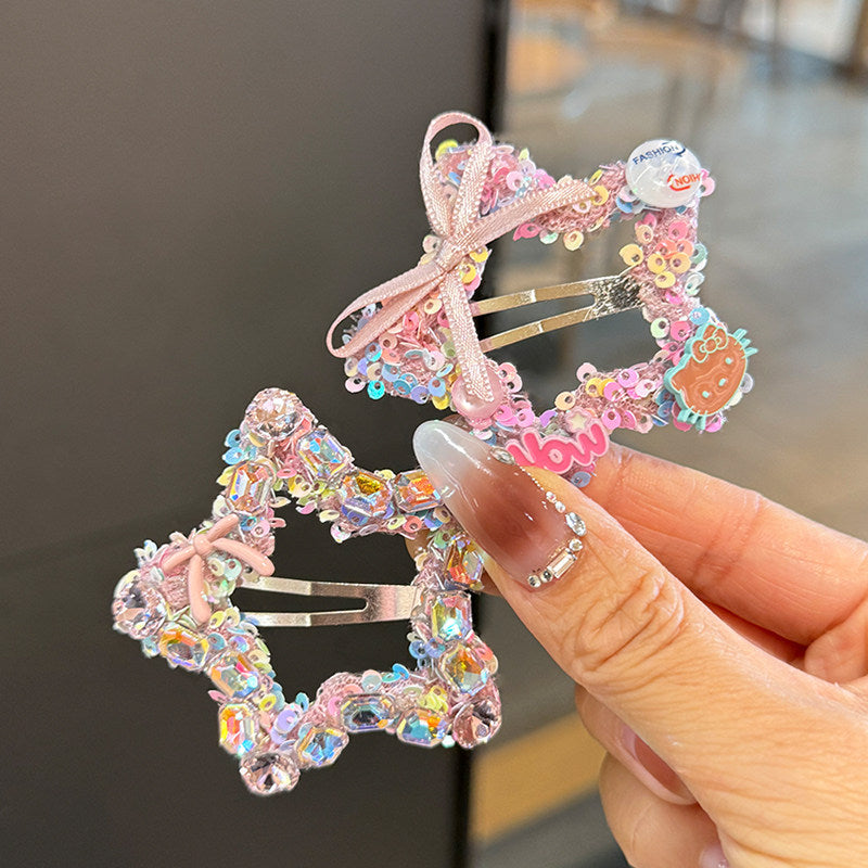 Pink Sequin Star Hair Clip Cute Y2K Accessories by Land Decora