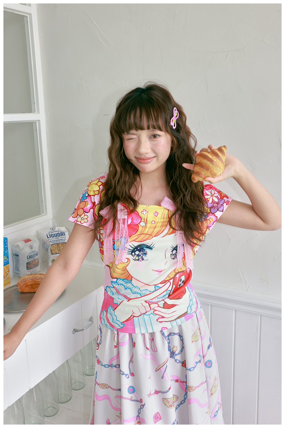tntntutu Cute Summer Top | Harajuku Pink Lace Bow Girl Short Sleeve Te by Land Decora