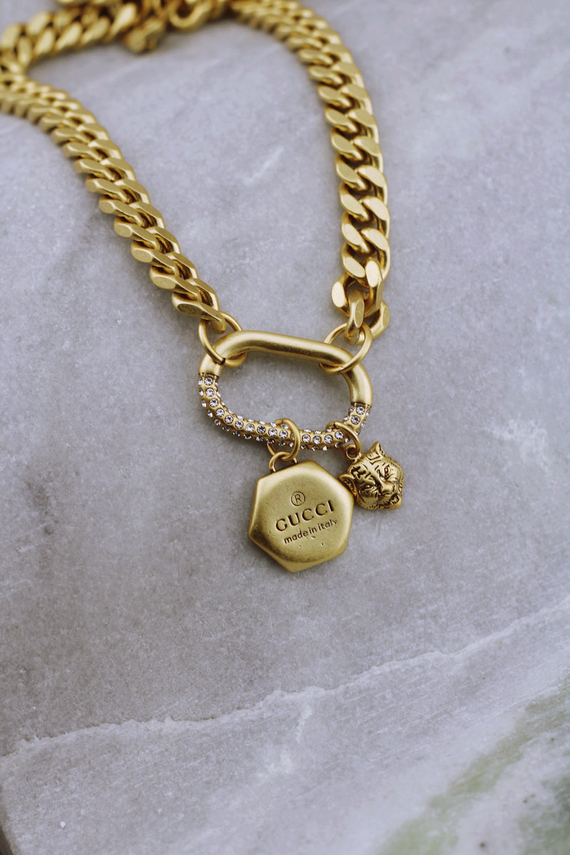 SAVAGE LUXE TAG NECKLACE IN GOLD by RAËLIV