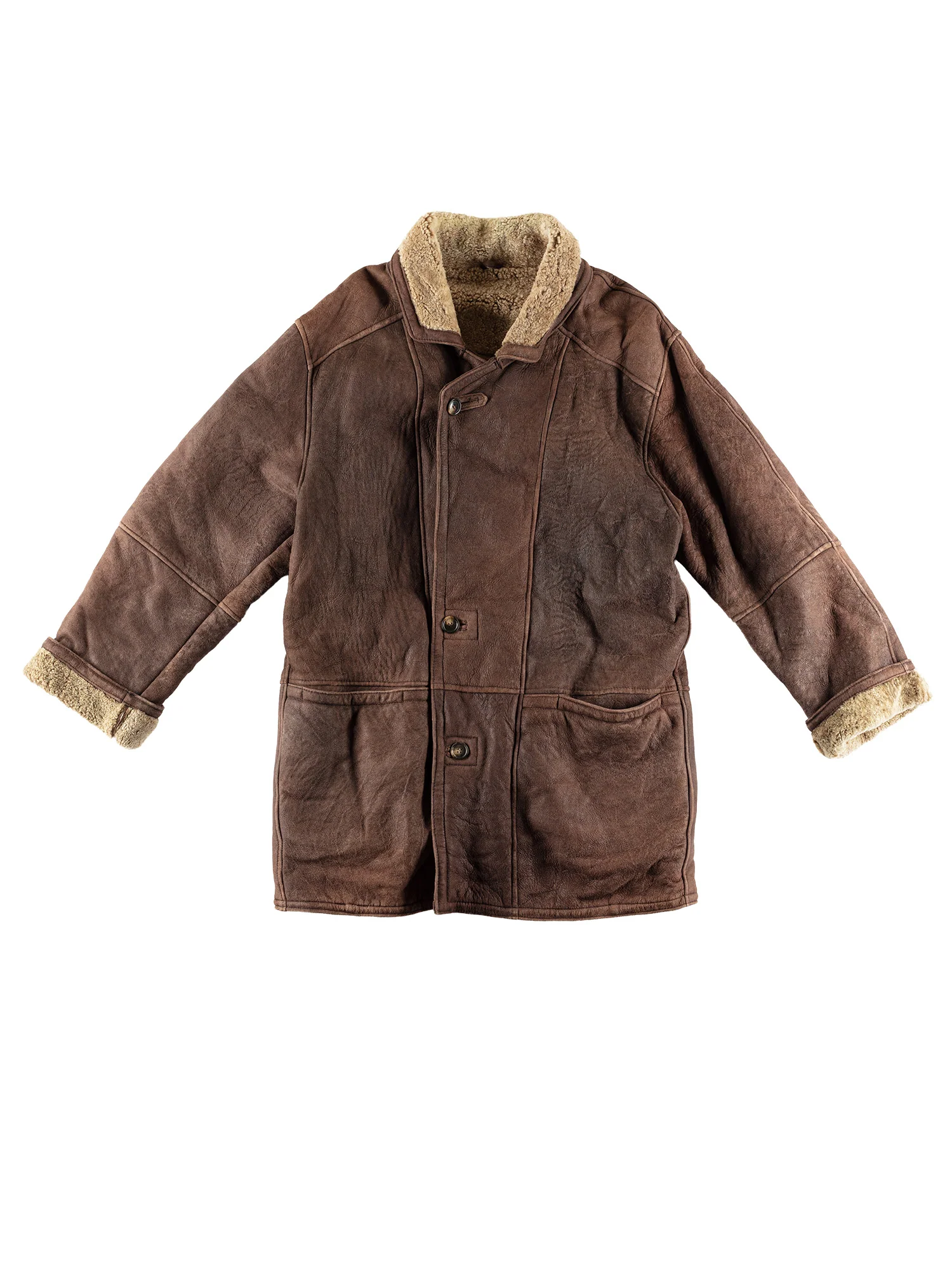 Vintage 80's Men Sheepskin Coat in Brown by Northern Grip