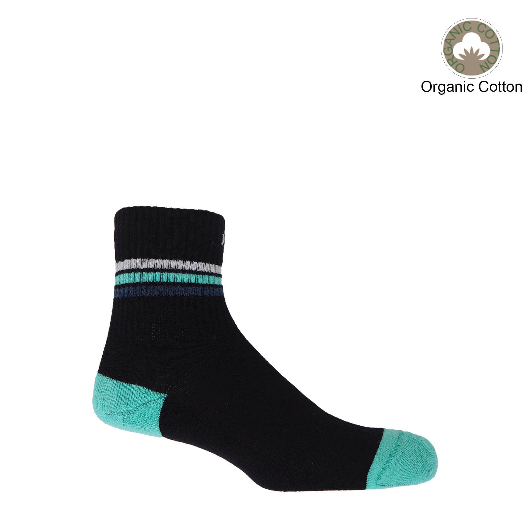 Quarter Crew Organic Men's Sport Socks - Black by Peper Harow