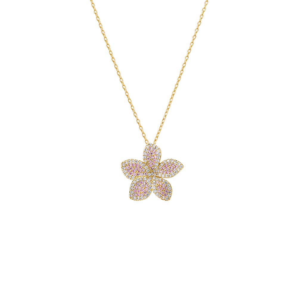Pave Colored Flower Fancy Pendant Necklace by Sierra Deene