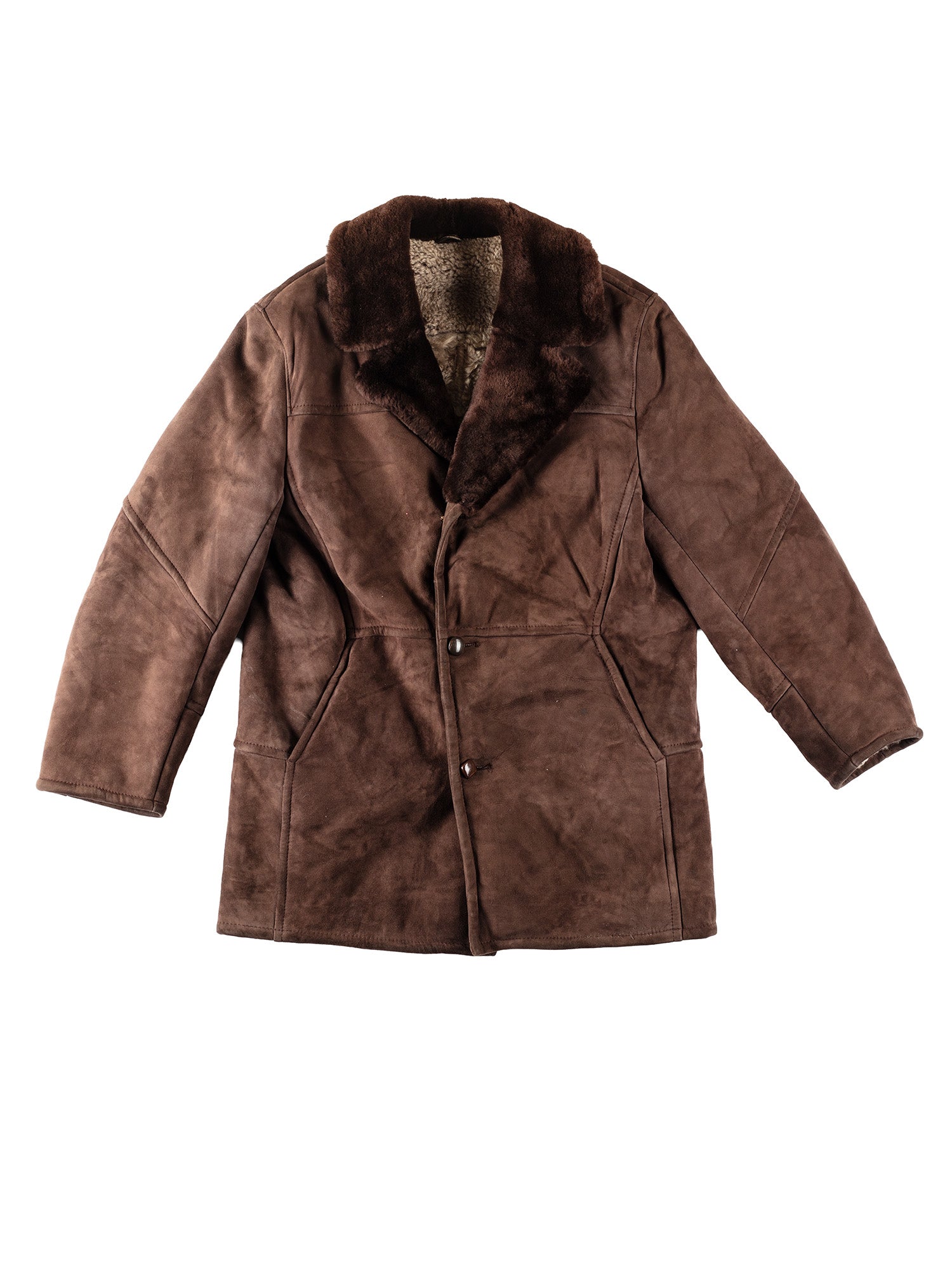 Vintage 80's Men Sheepskin Coat in Brown by Northern Grip