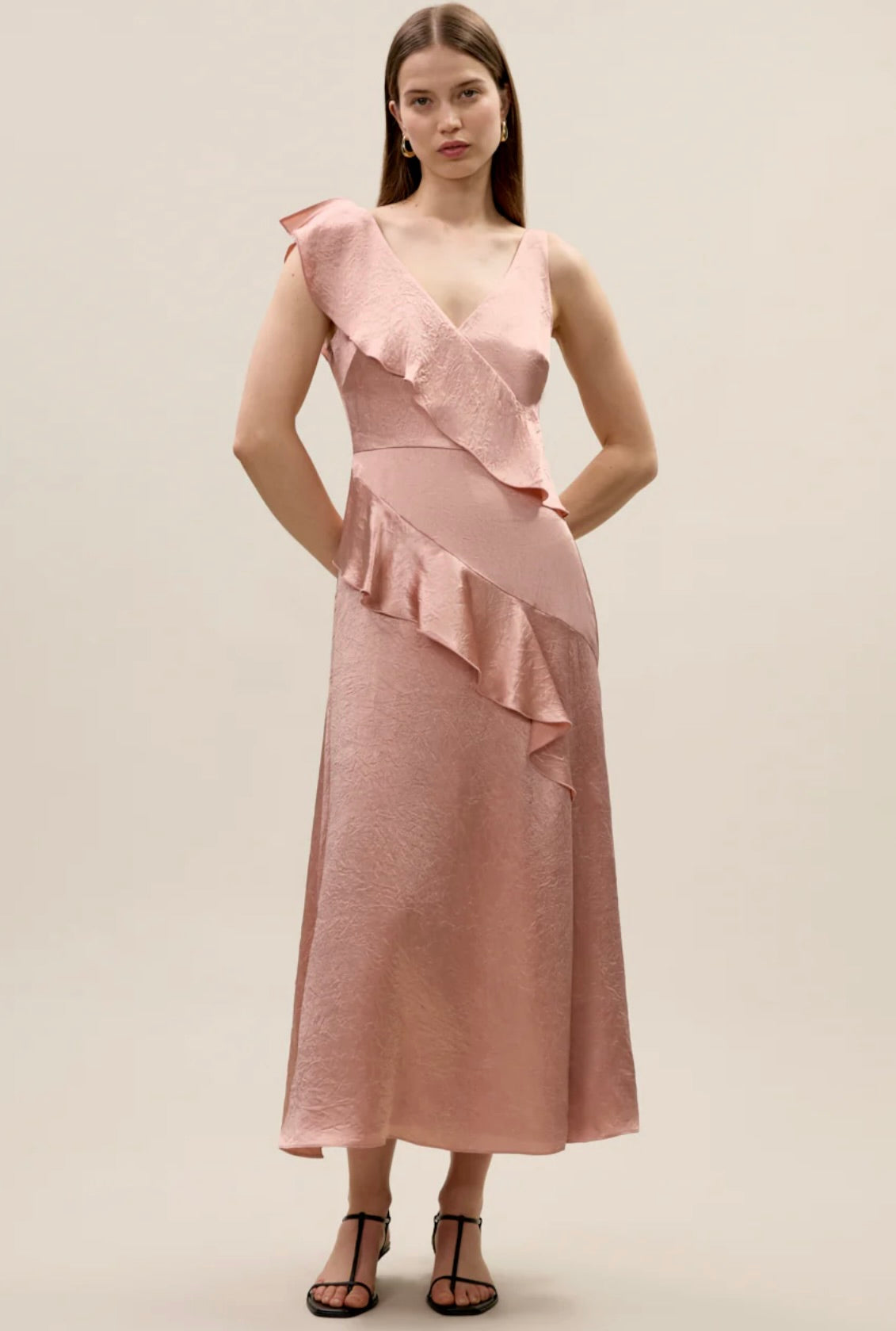 Hollis Satin Dress in Rouge by Sierra Deene