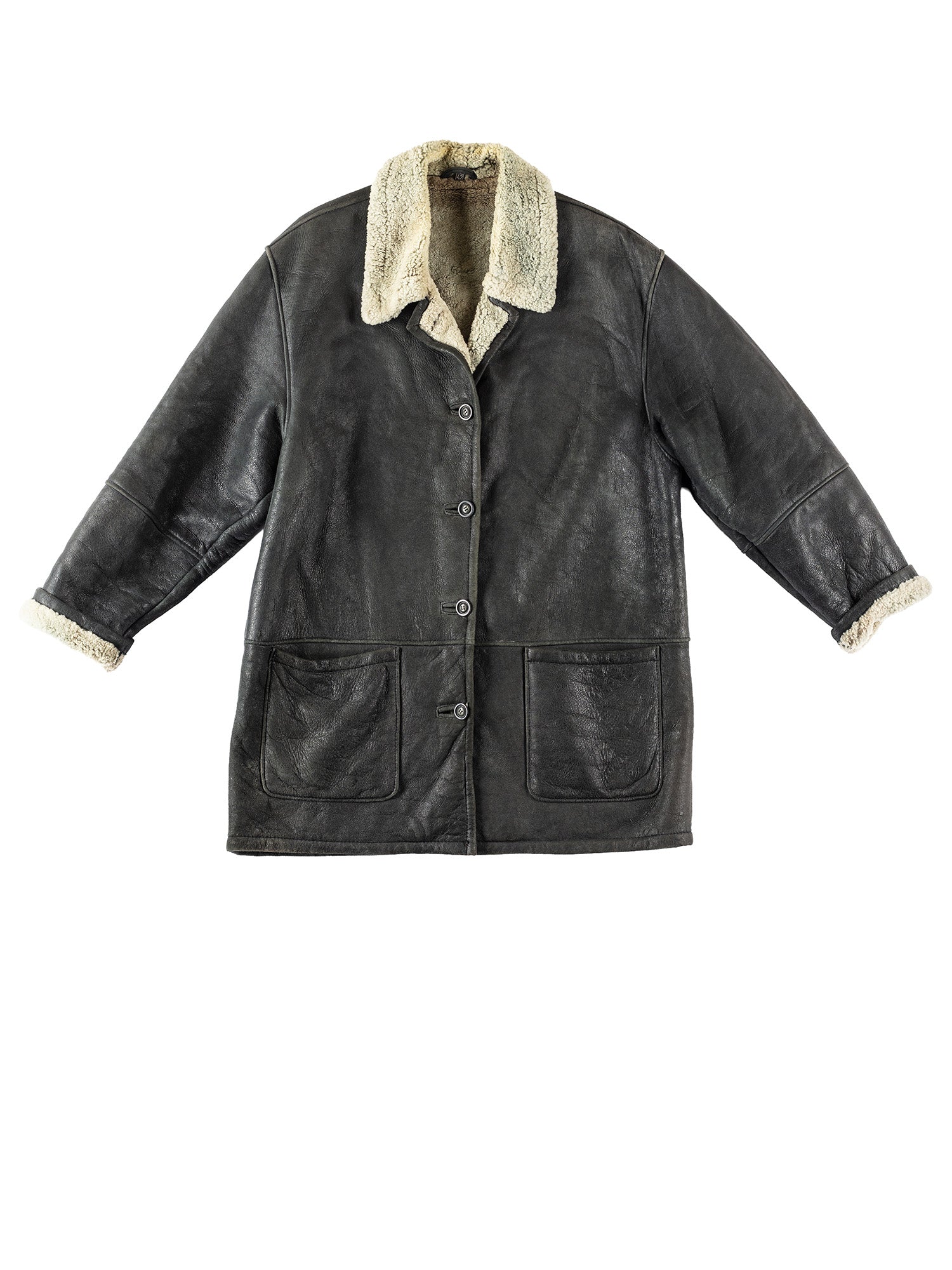 Vintage 80's Women Sheepskin Coat in Black by Northern Grip