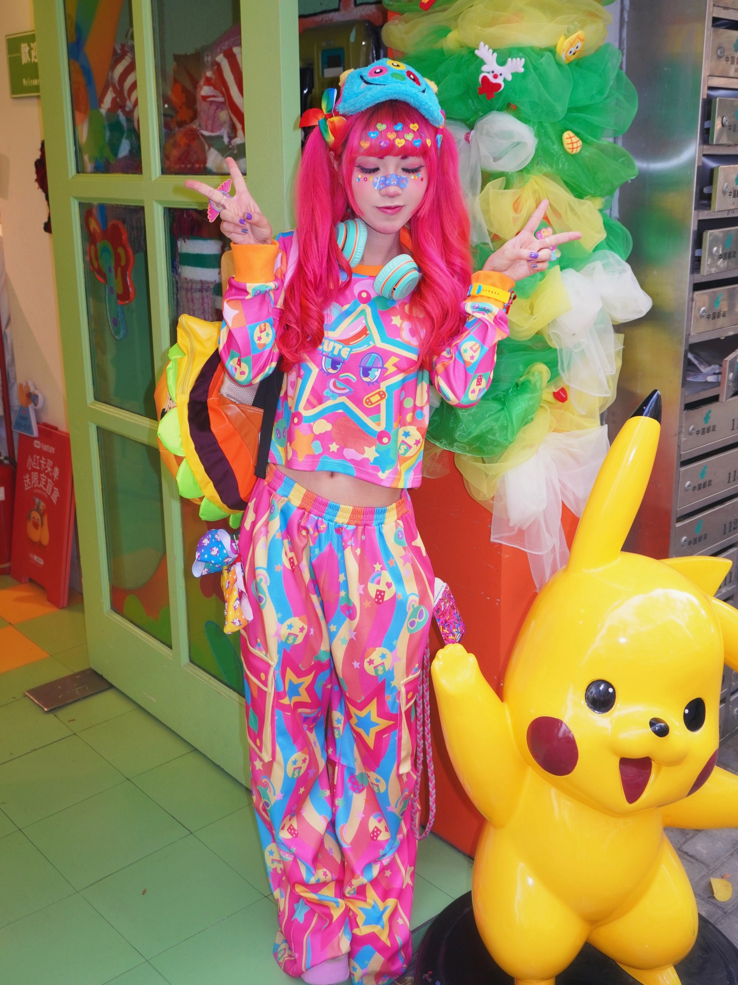 Neon Rainbow Star Decora Kei Set | Harajuku Streetwear by Land Decora