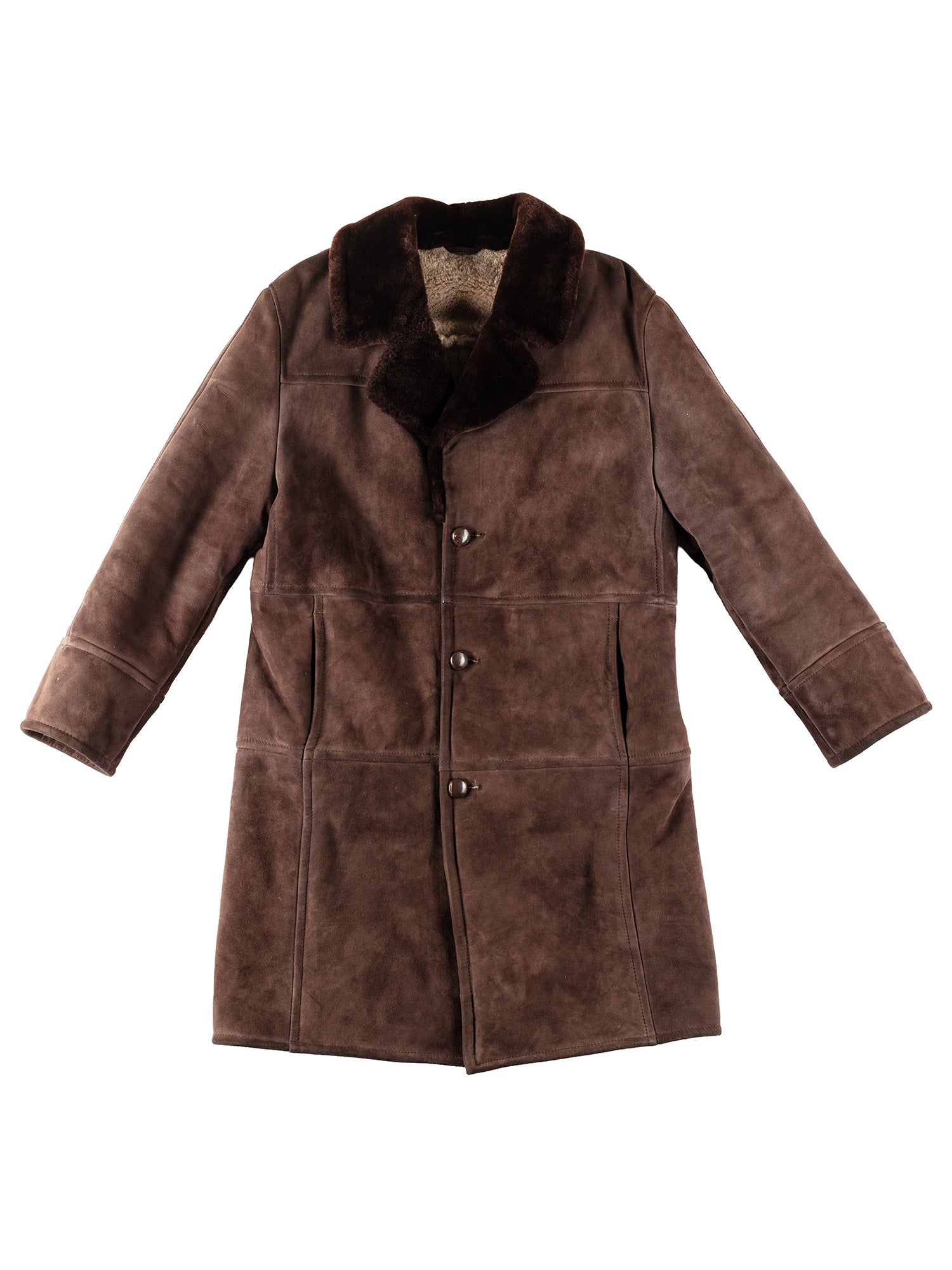 Vintage 70's Men Sheepskin Coat in Brown by Northern Grip