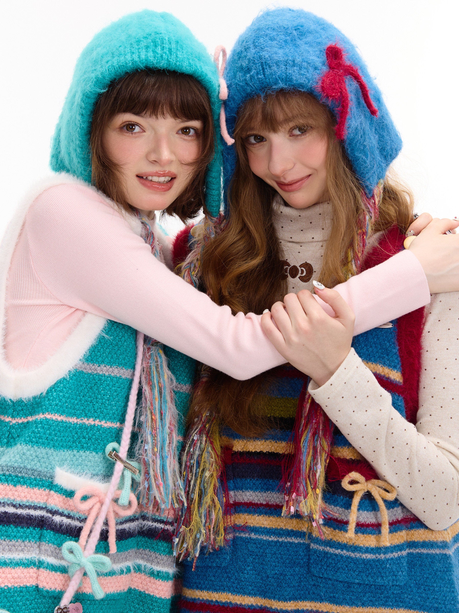 Retro Knit Winter Hat with Bow - ziziFei by Land Decora