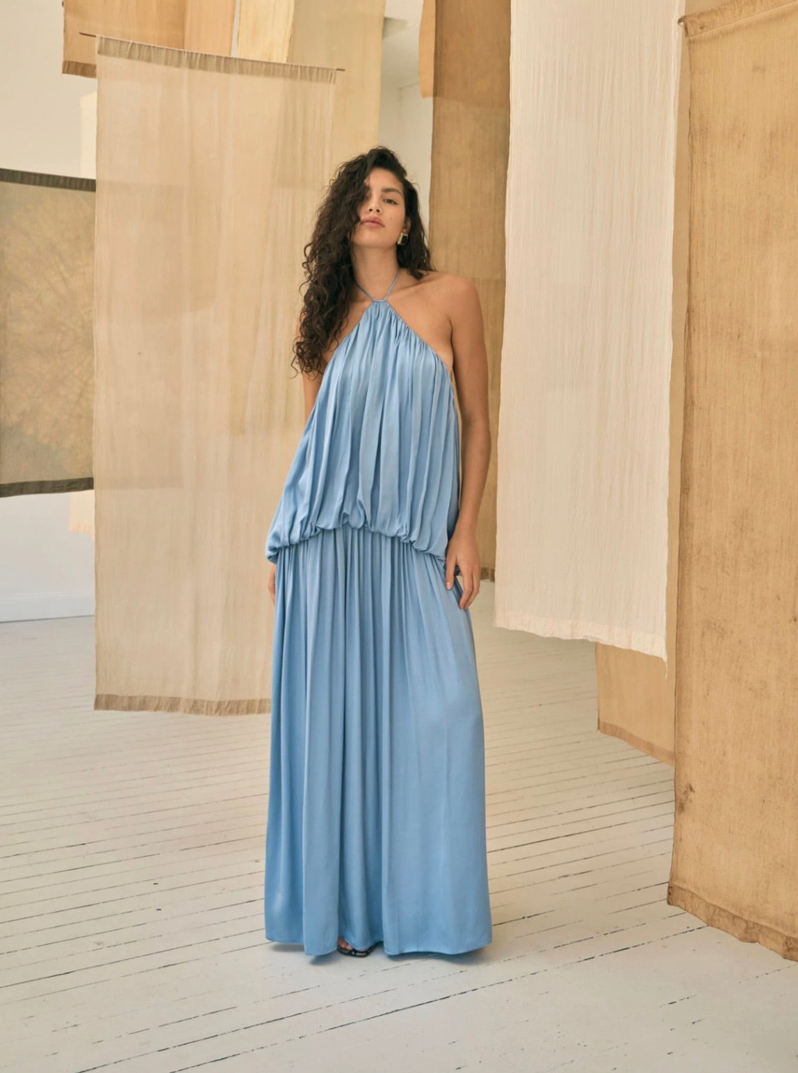 THIRD FORM Dreamt Halter Maxi Dress in Lapis by Sierra Deene