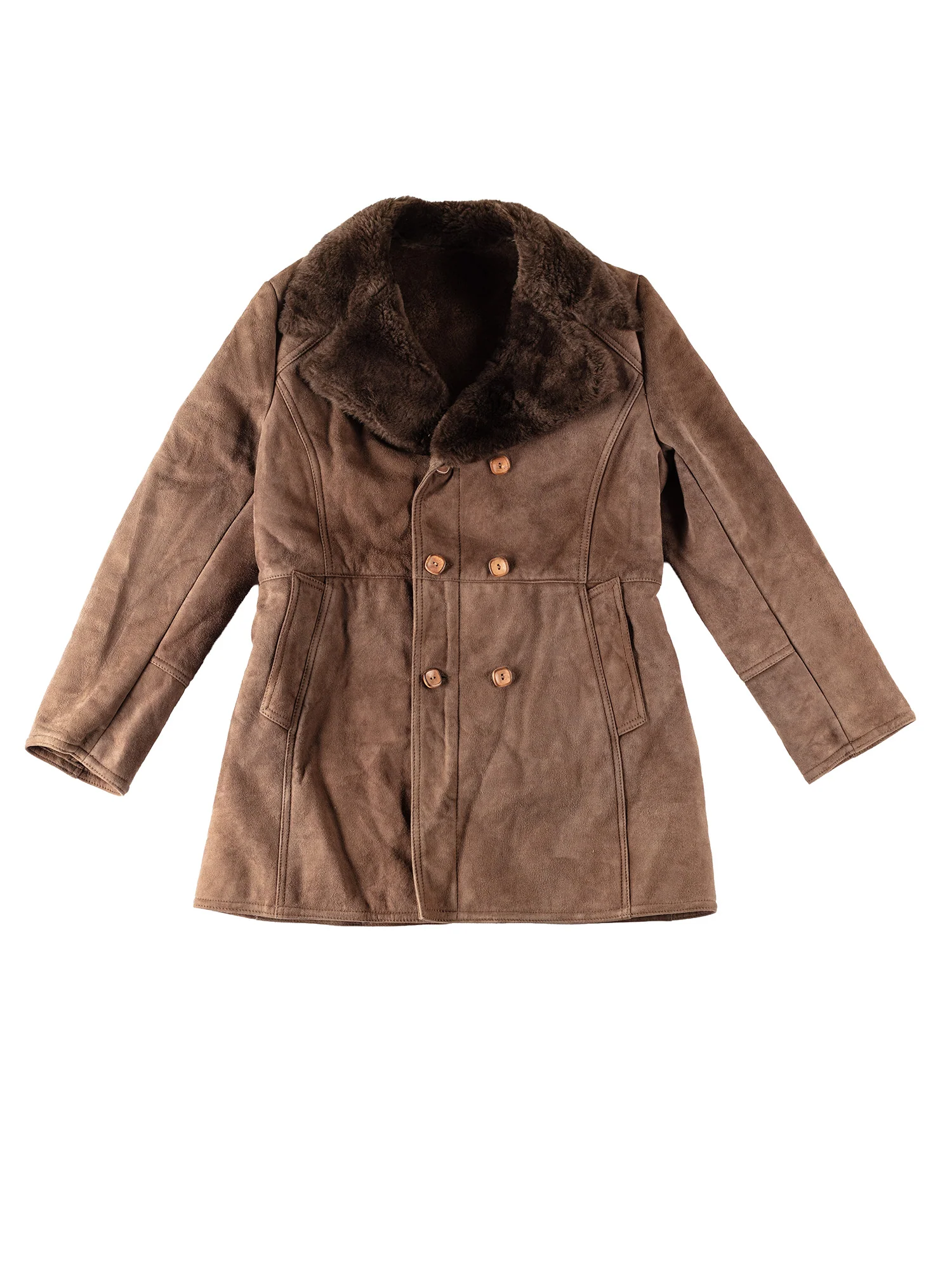 Vintage 70's Men Sheepskin Coat in Brown by Northern Grip
