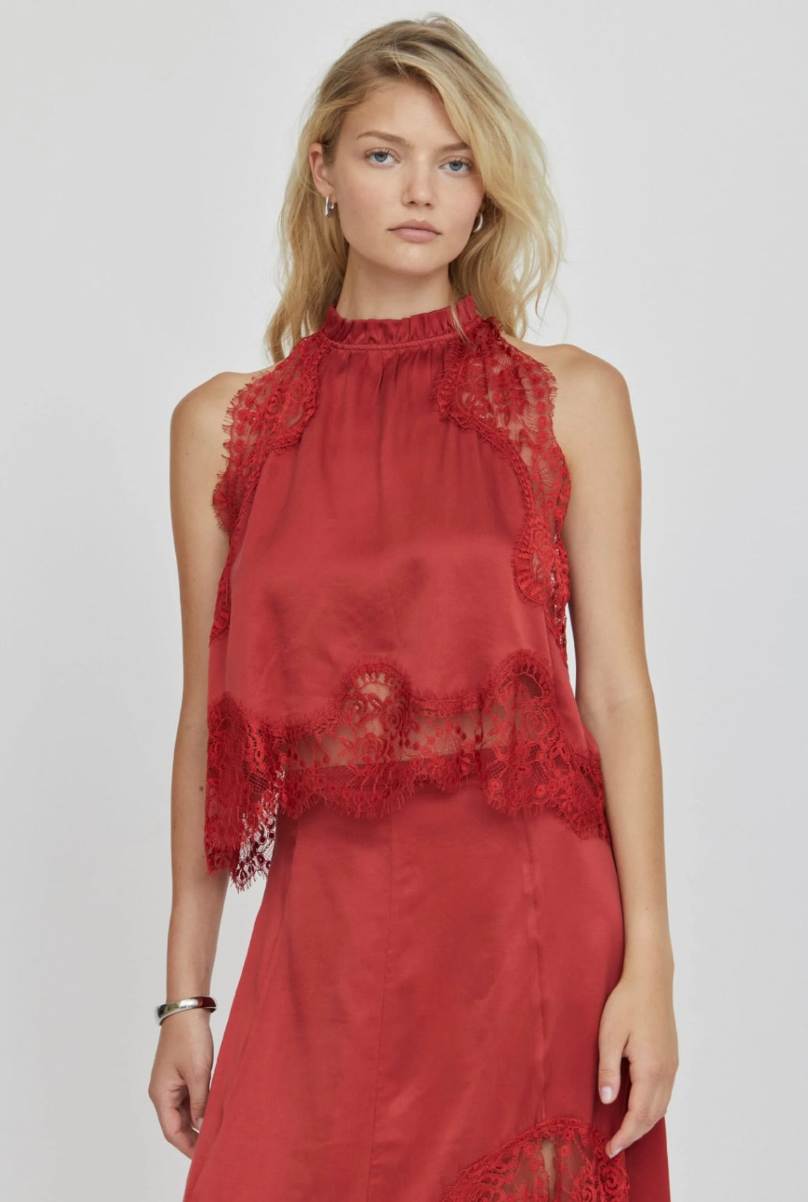 THIRD FORM Visions Lace Top in Crimson by Sierra Deene