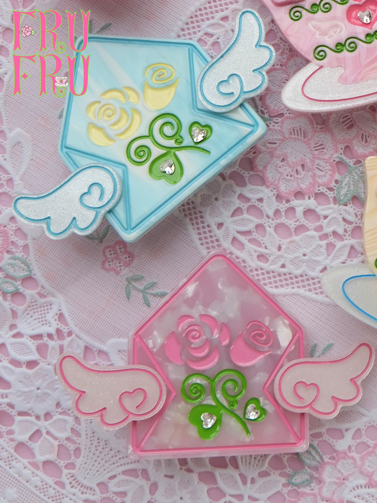 Kawaii Rose Letter Envelope Hair Clip - frufru by Land Decora
