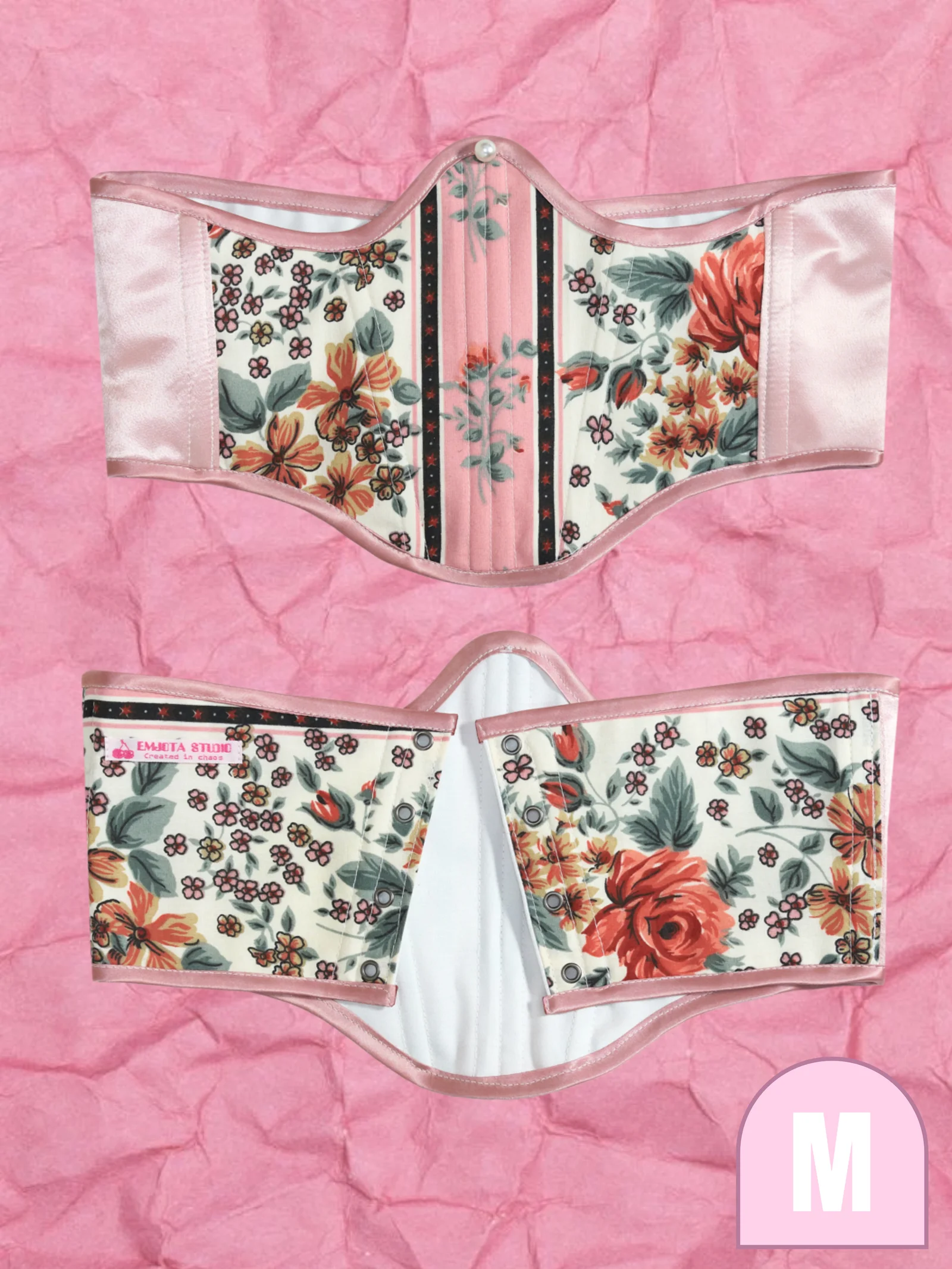 Satin Floral Underbust Corset by Emjota Studio