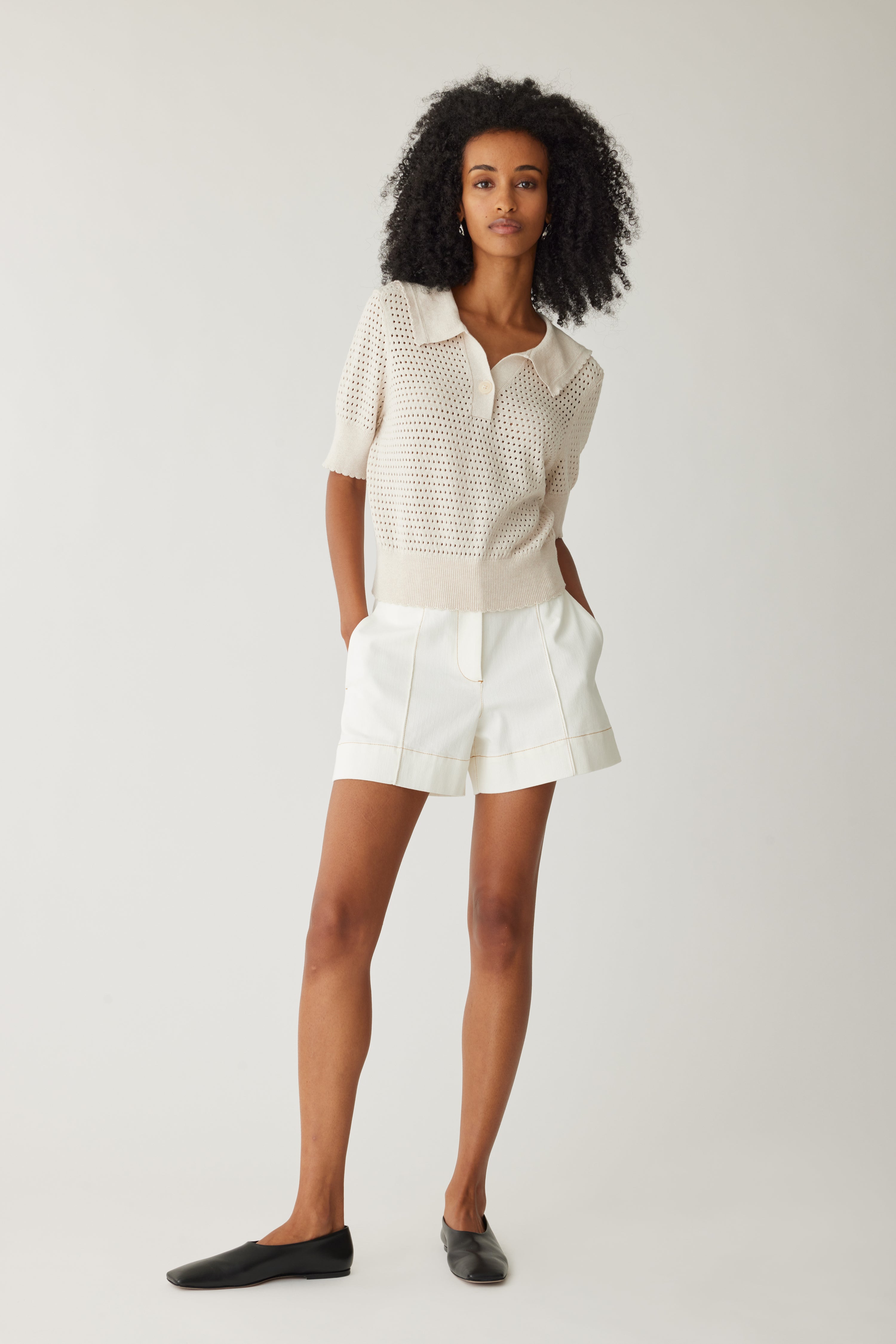 Fern Short Sleeve Knit Sweater in Beige by Sierra Deene