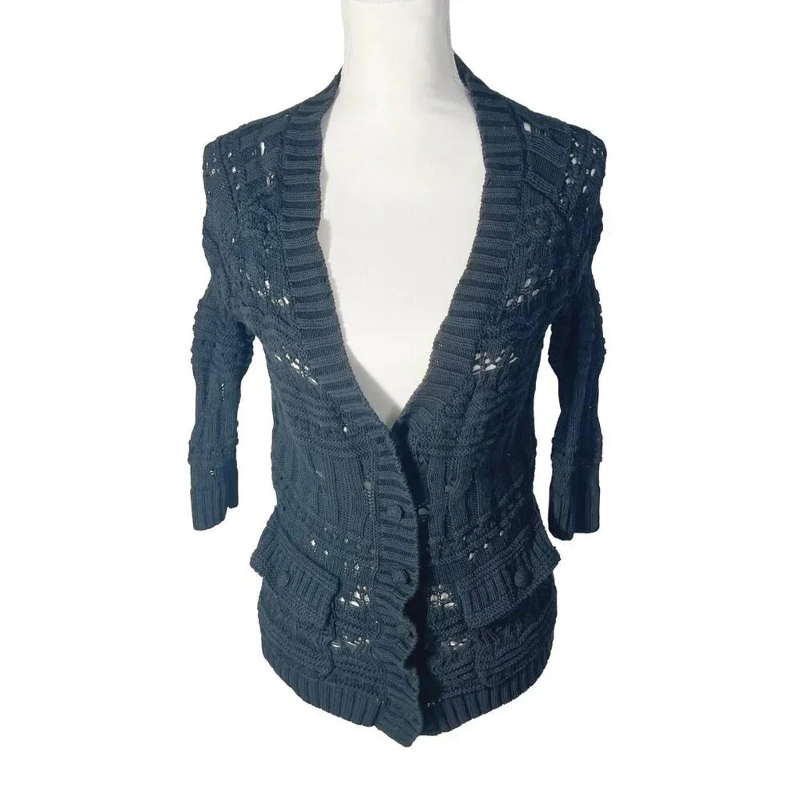 Doncaster Collection 100% Silk Black Knit Cardigan Women's Size XS by Hot Girl Secondhand
