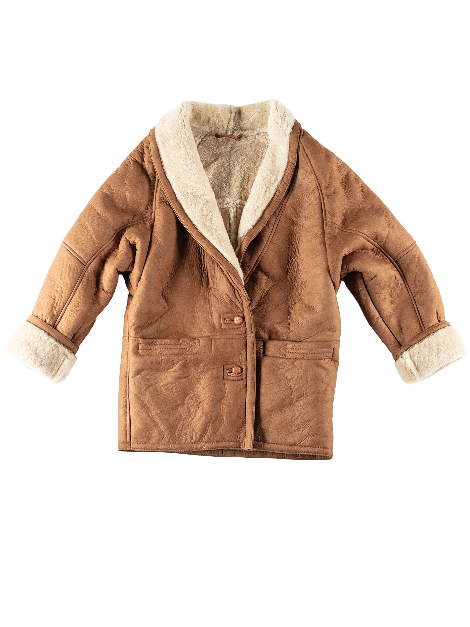 Vintage 80's Women Sheepskin Coat in Brown by Northern Grip