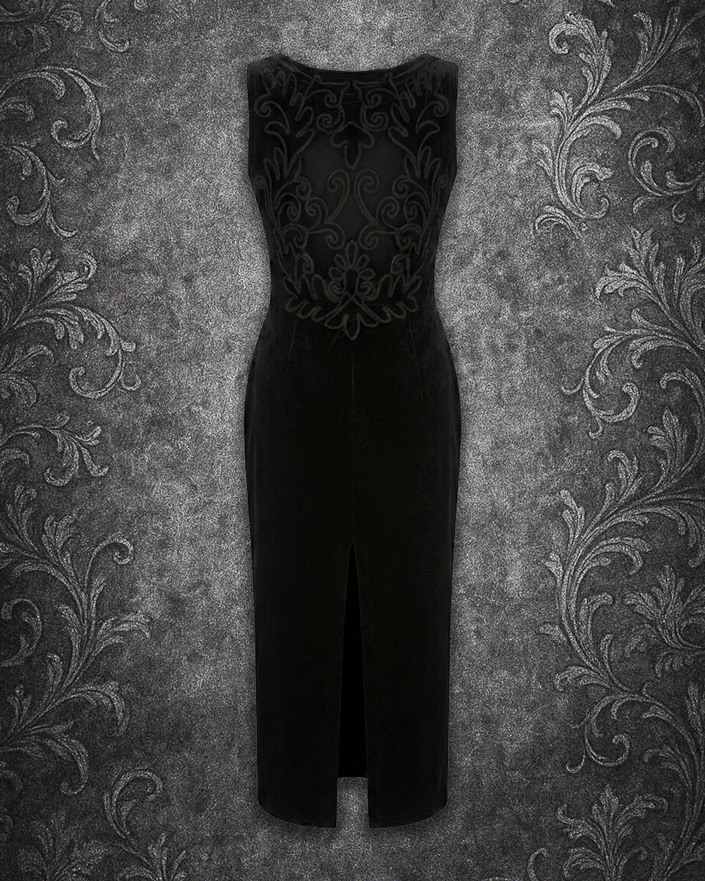 Vintage 90s Scott McClintock Velvet Lace-Back Maxi Dress by KATAKOMB