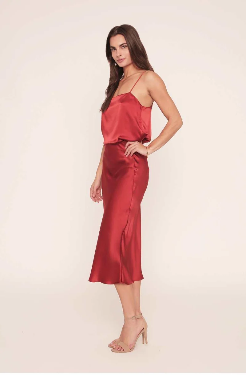 Kendall Slip | Tango Red Silk Skirt by Merritt Charles