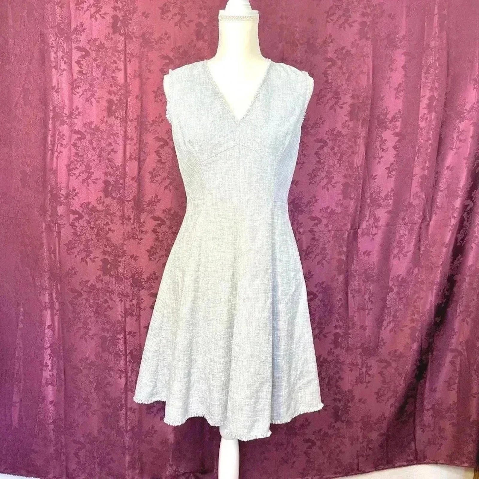 Rebecca Taylor Slub Suiting Dress Grey Tweed A Line Dress Women's Size by Hot Girl Secondhand