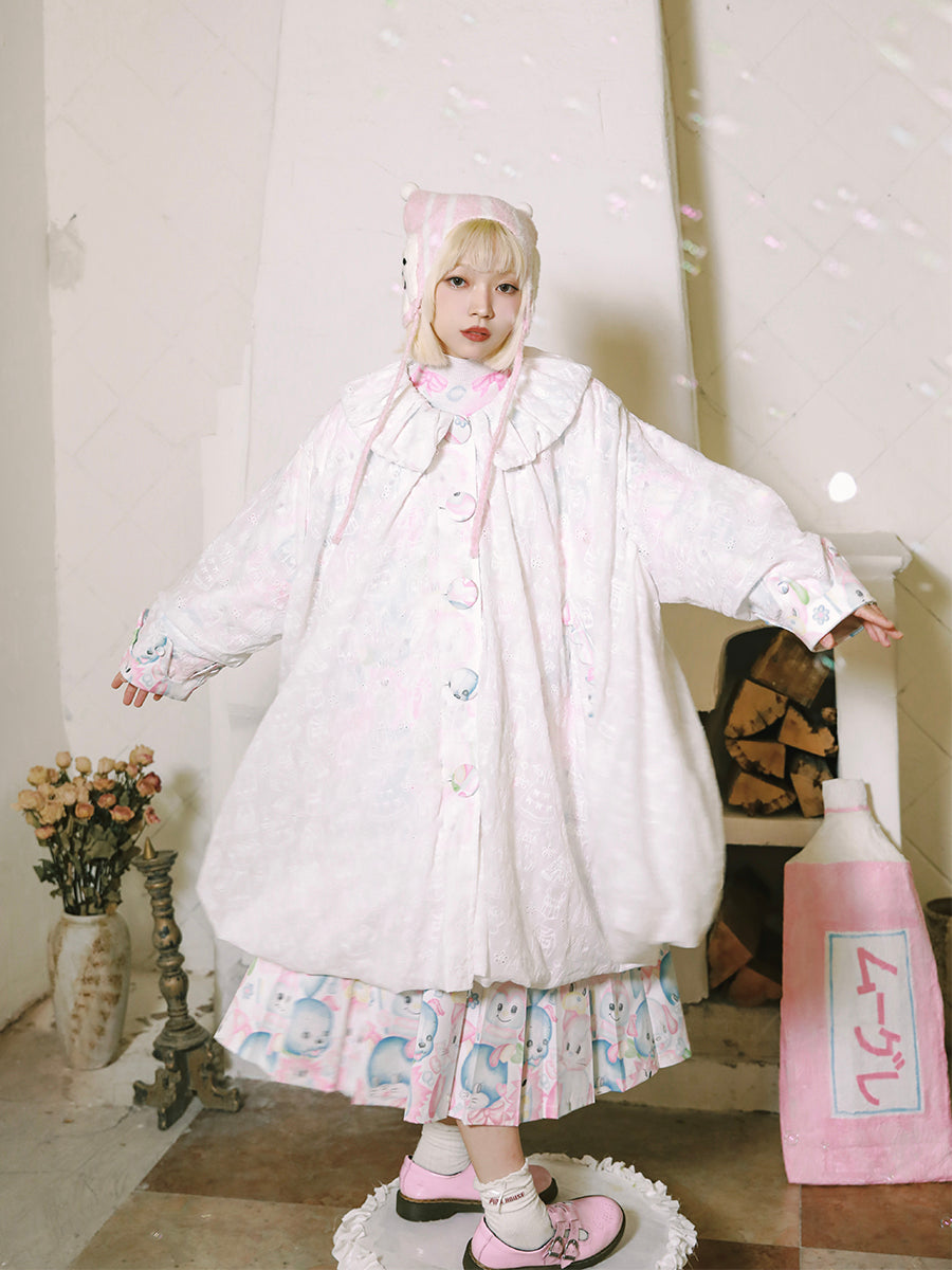 Meugler Fairy Mist Lace Mid-Length Coat – Harajuku Dreamy Aesthetic by Land Decora