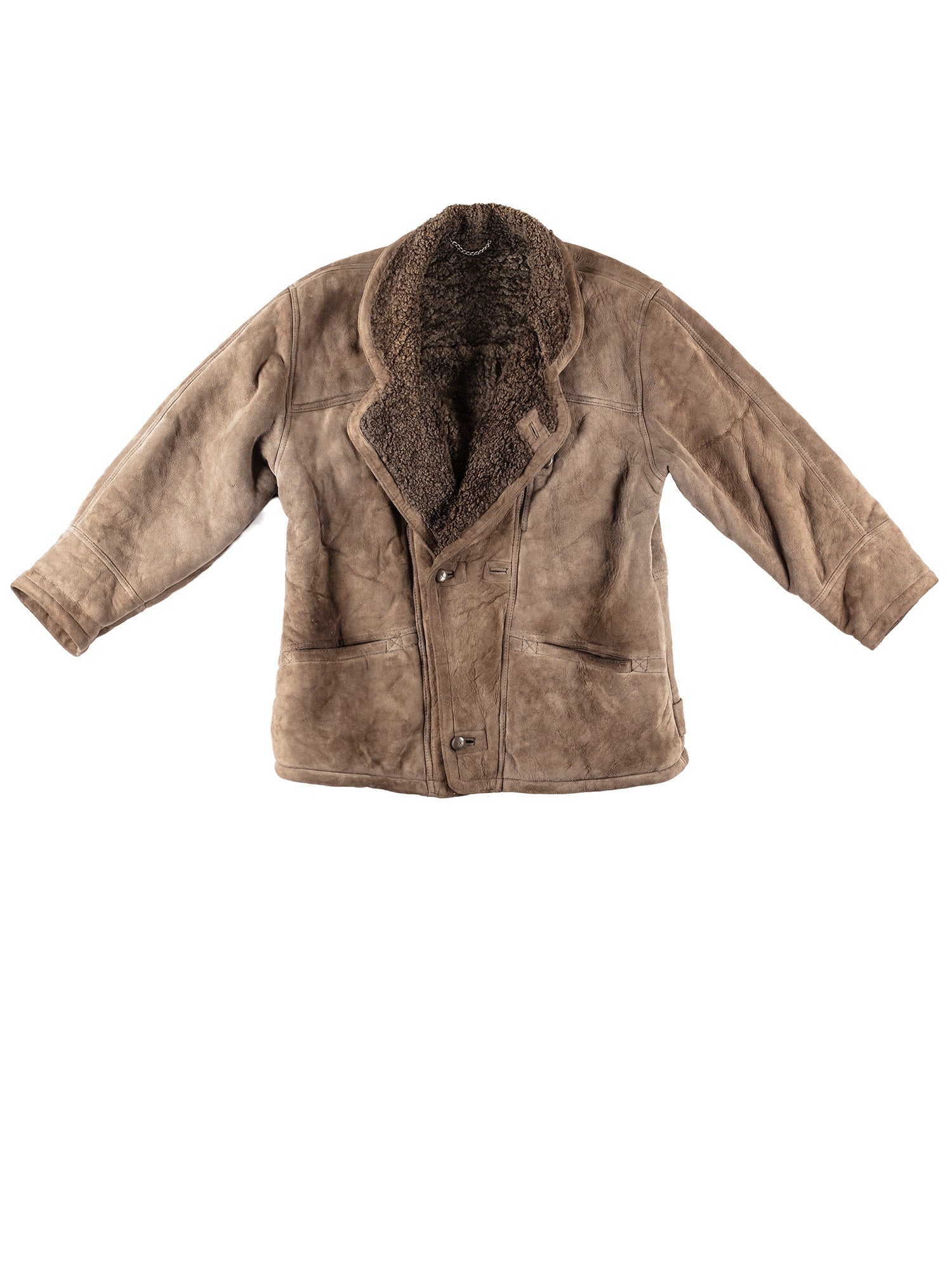 Vintage 80's Men Sheepskin Coat in Gray by Northern Grip
