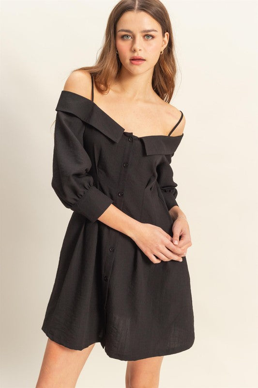 HYFVE Button Down Spaghetti Strap Mini Dress with Pockets by RAËLIV