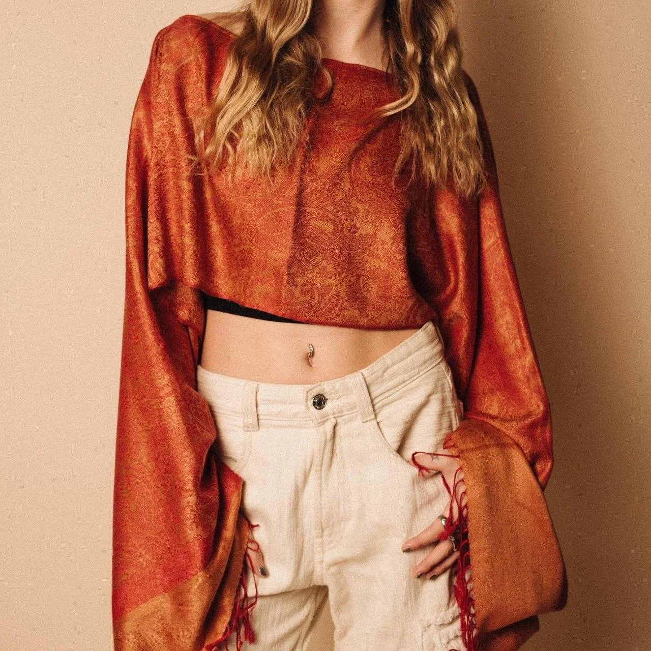 Orange pashmina by Luvsav