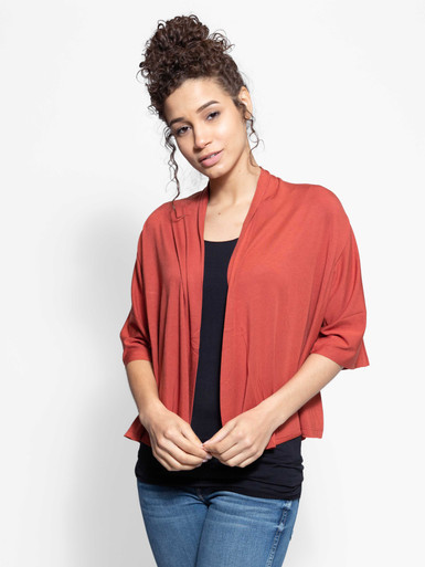 Elbow Sleeve Cropped Modal Cardigan by A to Z Tees