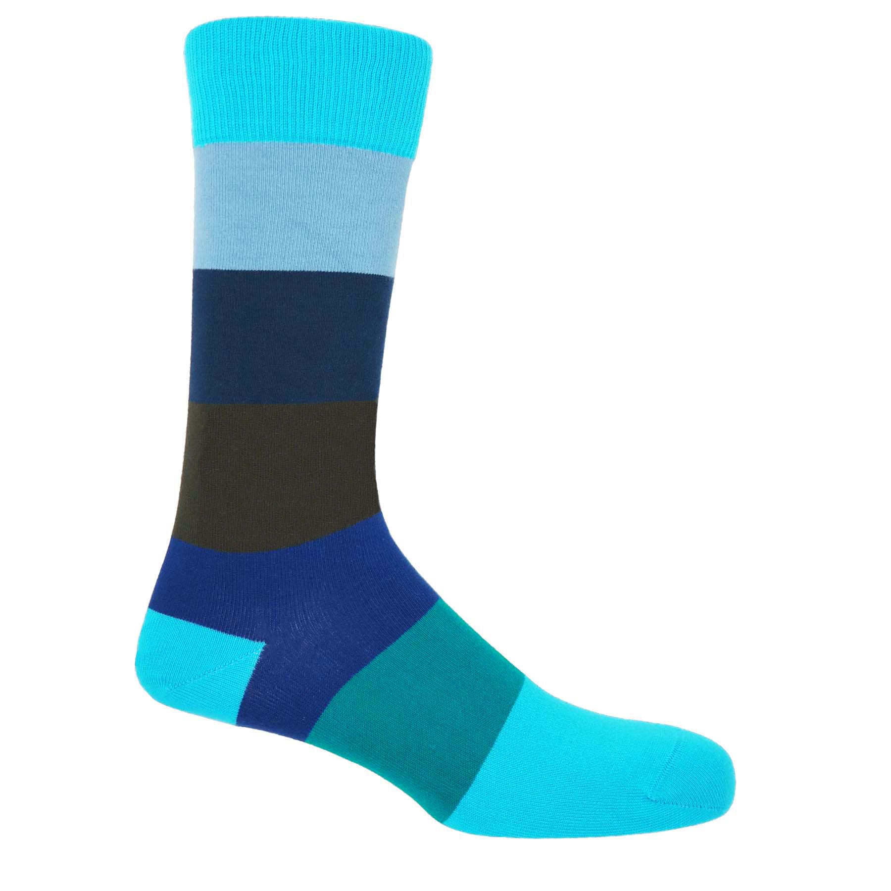 Block Stripe Men's Socks - Aqua by Peper Harow