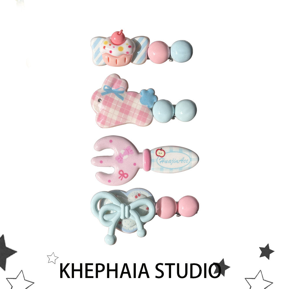 Pink Blue Puppy Hair Clip Set - KHEPHAIA by Land Decora